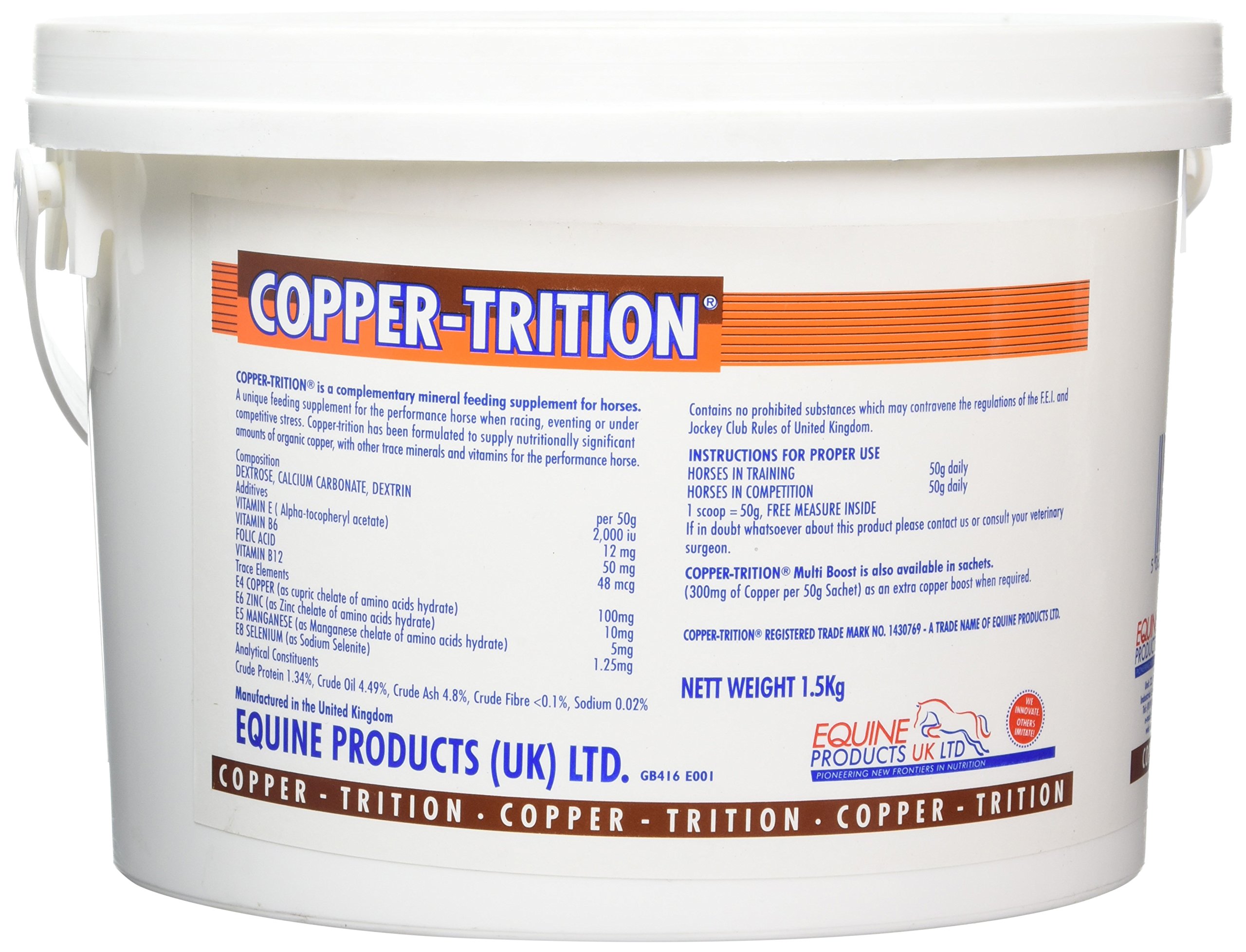 Copper-Trition Horse Supplement for Optimal Equine Health - 1.5 Kg | Supports Joint, Coat & Hoof Care | Ideal for Performance Horses & Daily Nutrition