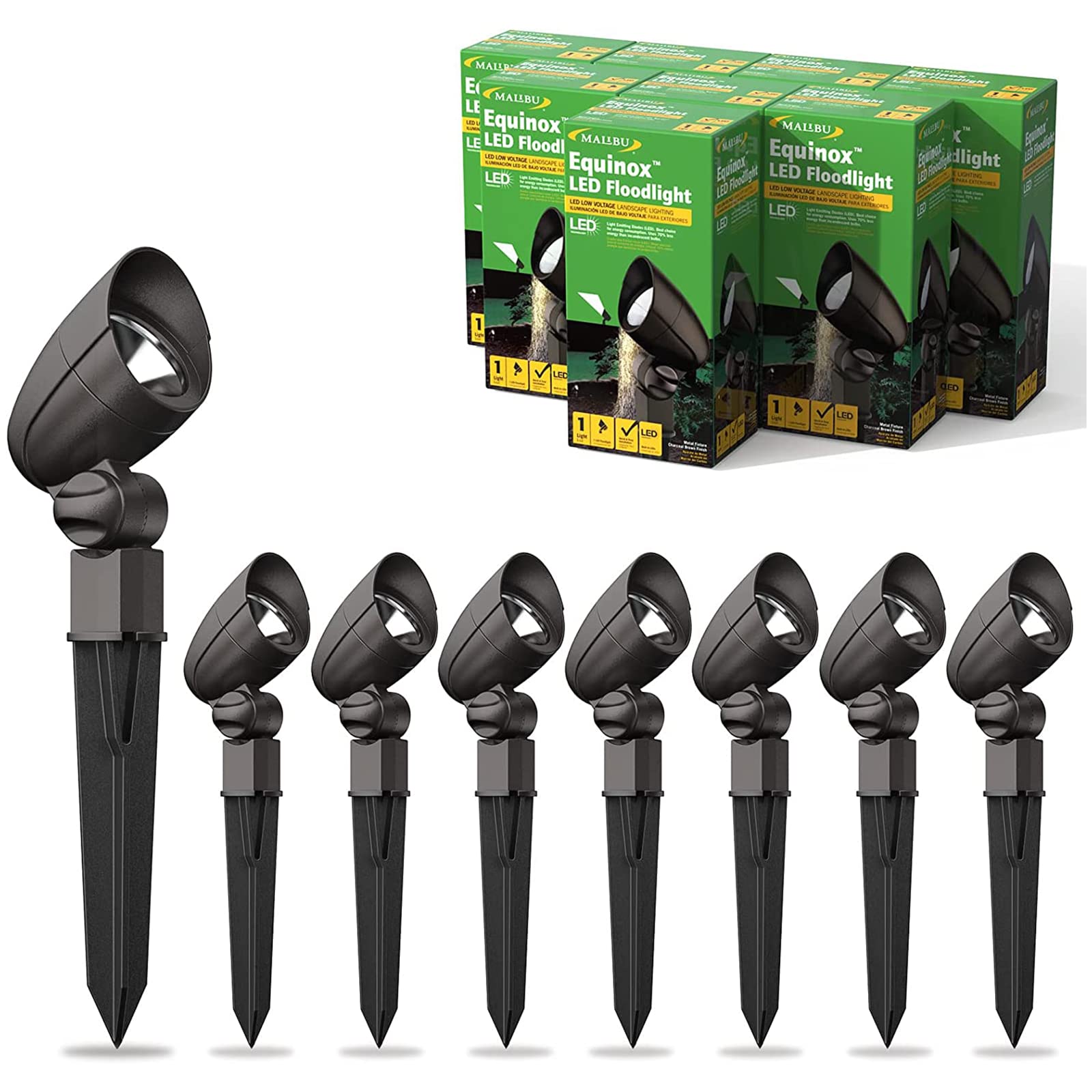 Malibu Equinox LED 3W Landscape Lights 8 Pack - Outdoor Waterproof Low Voltage Spotlights for Garden, Lawn, Driveway & Yard - Durable Weatherproof Flood Lighting (8409-1607-08) - Perfect for Pathway Illumination, Accent Lighting & Backyard Decor