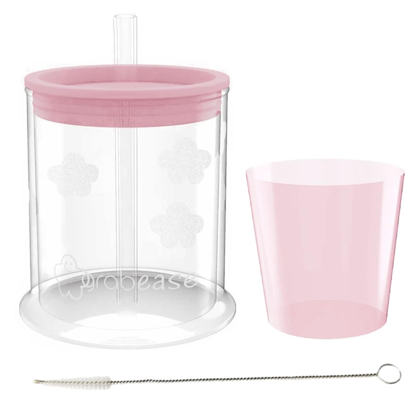 Grabease BPA-Free & Phthalate-Free 4oz Sippy Cup for Babies & Toddlers - Easy Transition Training Cup with Soft Spout - Perfect for Daycare, Travel & Learning Independent Drinking (Blush)