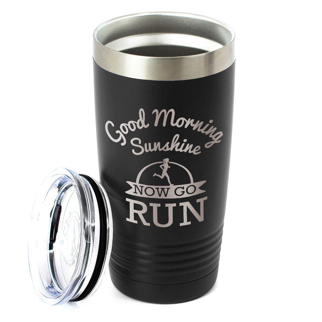 20oz Double Insulated Stainless Steel Tumbler for Running & Workouts - Leakproof Travel Mug with Lid - Perfect for Morning Jogging, Gym & Outdoor Activities - Black