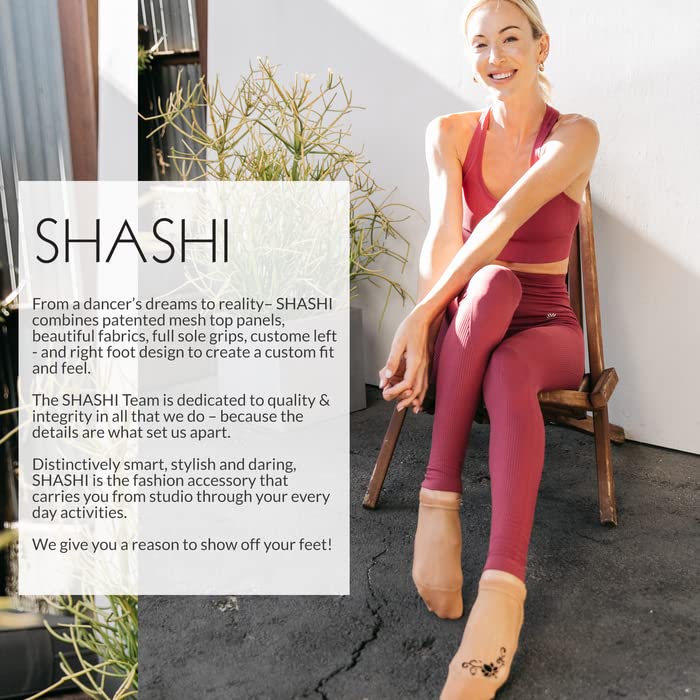 SHASHI Women's Mesh Non-Slip Yoga Socks with Storage Pouch - Breathable Barre & Pilates Socks for Dance, Workout & Home Use