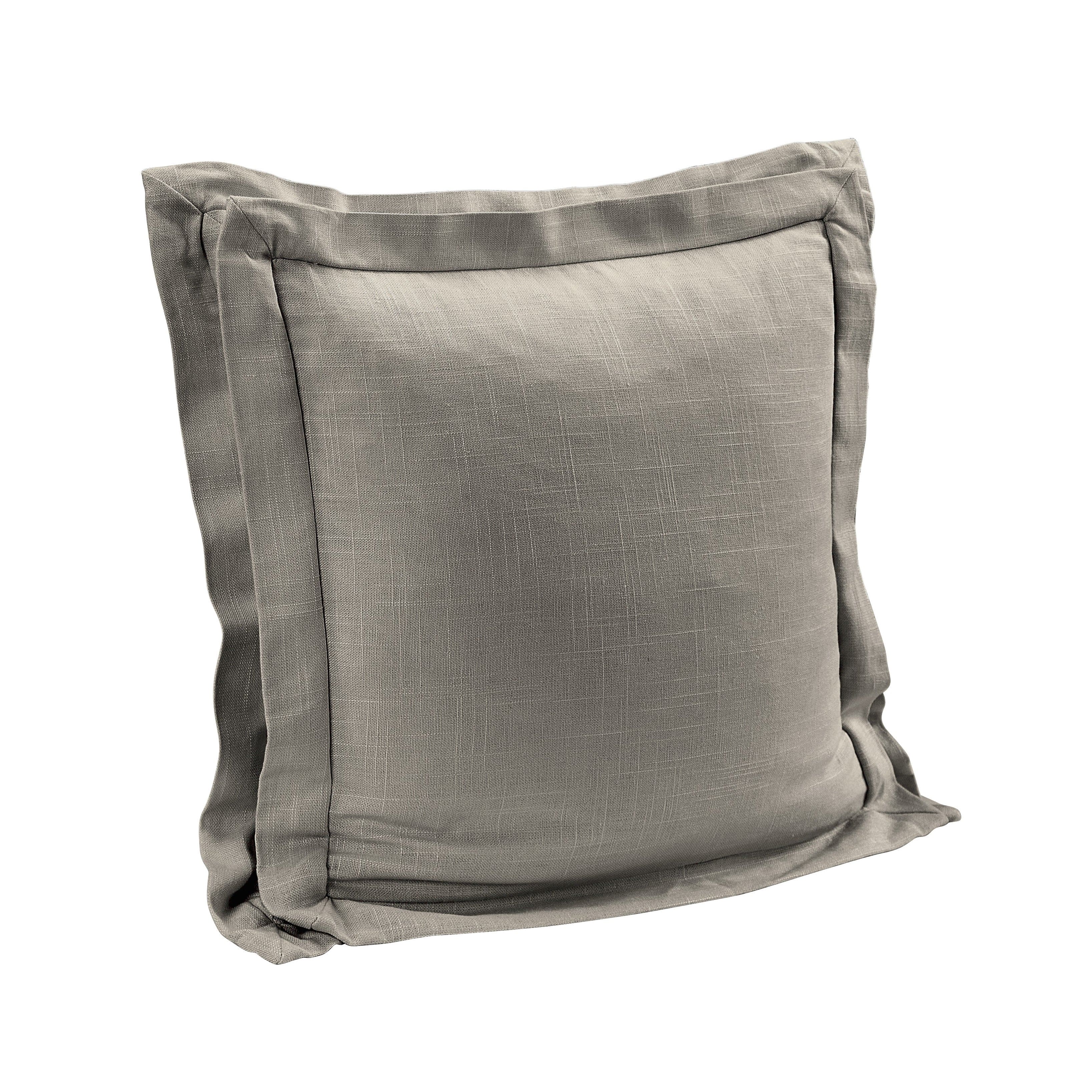 Premium Double Flanged Washed Linen Pillow - 100% Organic Cotton Insert - Breathable & Hypoallergenic for Bedroom, Living Room & Nursery Decor