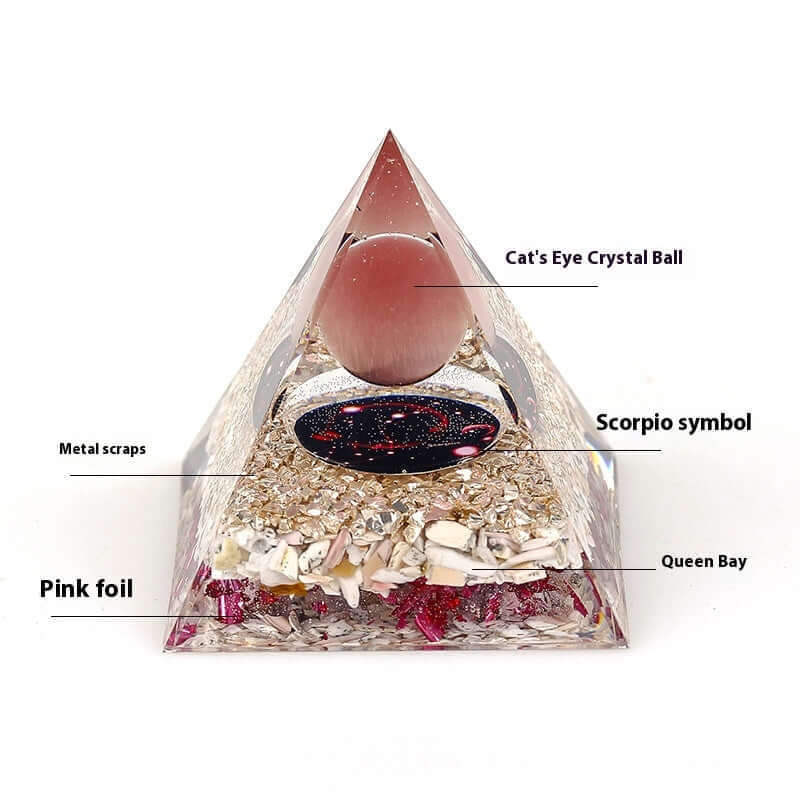 Handmade Zodiac Pyramid Crystal Decor - Feng Shui Home & Office Ornament | Perfect for Meditation, Gift Giving & Spiritual Spaces (A6655)