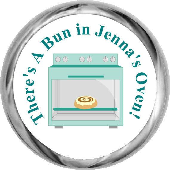 Bun In The Oven Stickers - Cute Baby Boy Shower Decoration for Gender Reveal Parties & Nursery Decor