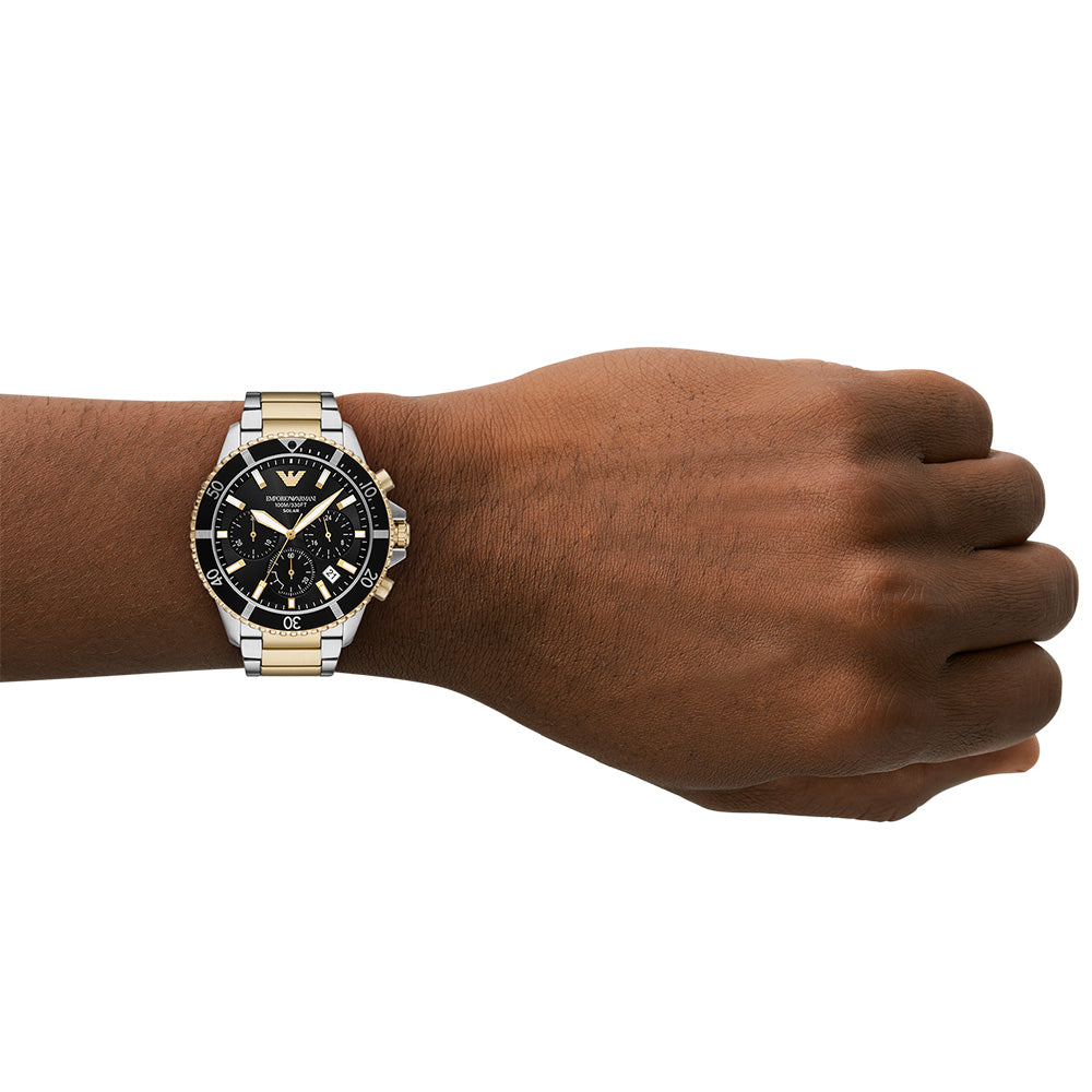Emporio Armani AR11680 Men's Solar Chronograph Watch - Waterproof Stainless Steel for Business, Travel & Outdoor Adventures