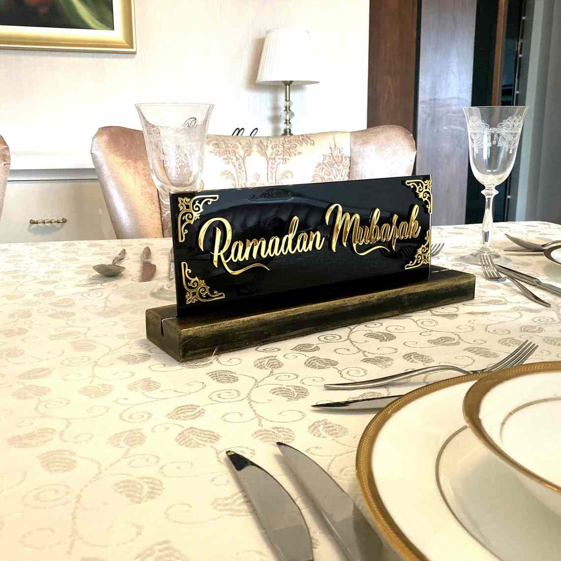 Ramadan Mubarak Dua for Iftar Glass Decor - Islamic Home Decor Gift for Ramadan - Perfect for Iftar Table, Eid Celebration & Muslim Home Decoration