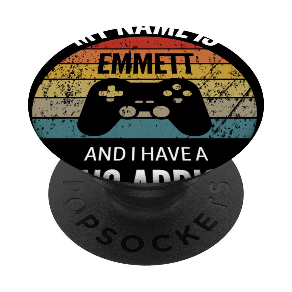 Emmett Gaming Addiction PopSockets Swappable PopGrip - Custom Phone Grip & Stand for Gaming Phones, Controllers & Mobile Devices - Perfect for Gamers, Streamers & Esports Fans
