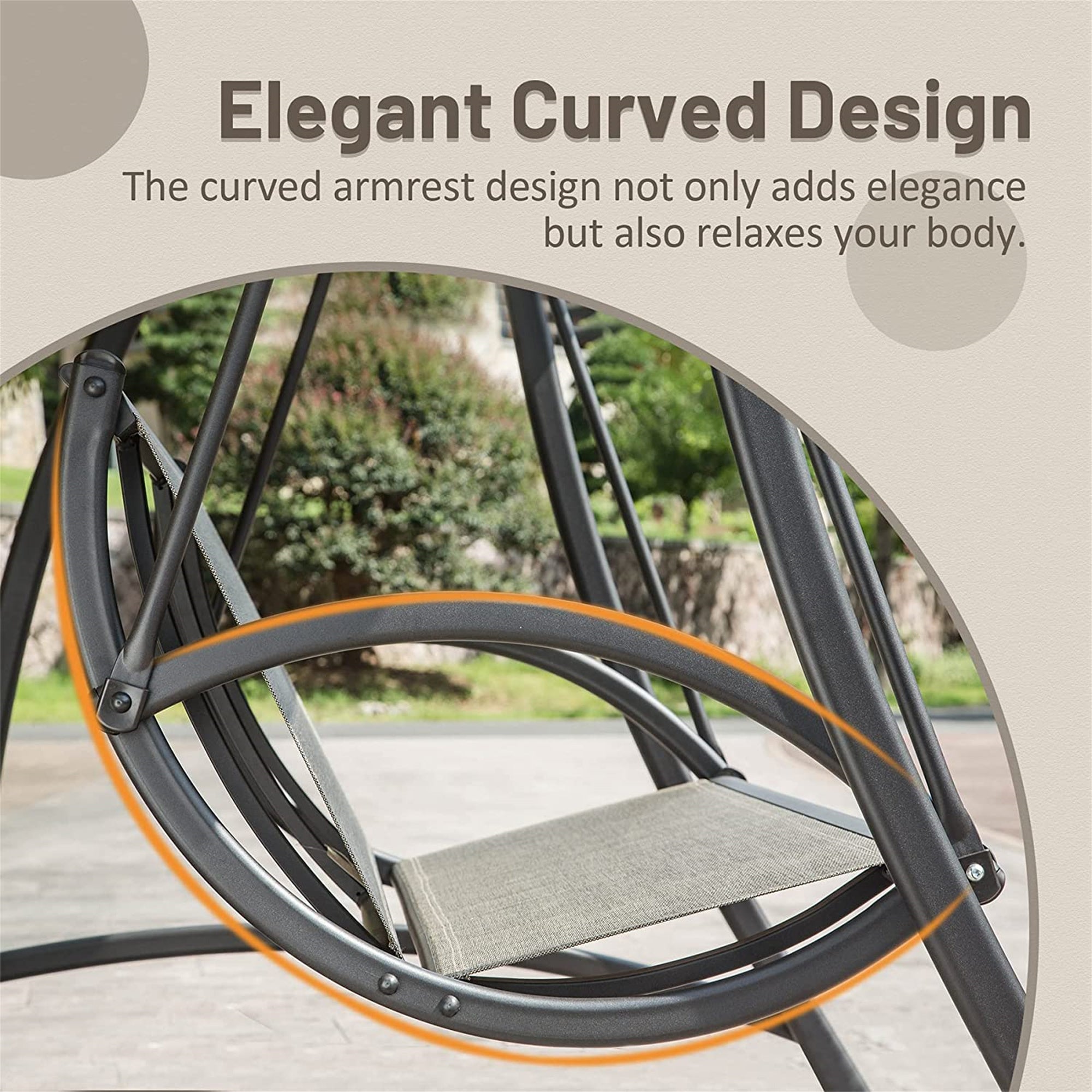 2-Seat Patio Swing Chair with Adjustable Canopy - Durable Steel Frame Outdoor Porch Swing Glider for Garden, Deck, Backyard - Perfect for Relaxing, Lounging & Enjoying Nature