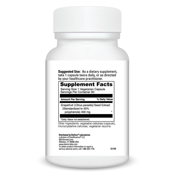 Davinci Labs Grapefruit Seed Extract 400mg - Natural Immune Support Supplement for Adults - Perfect for Daily Wellness & Travel Protection