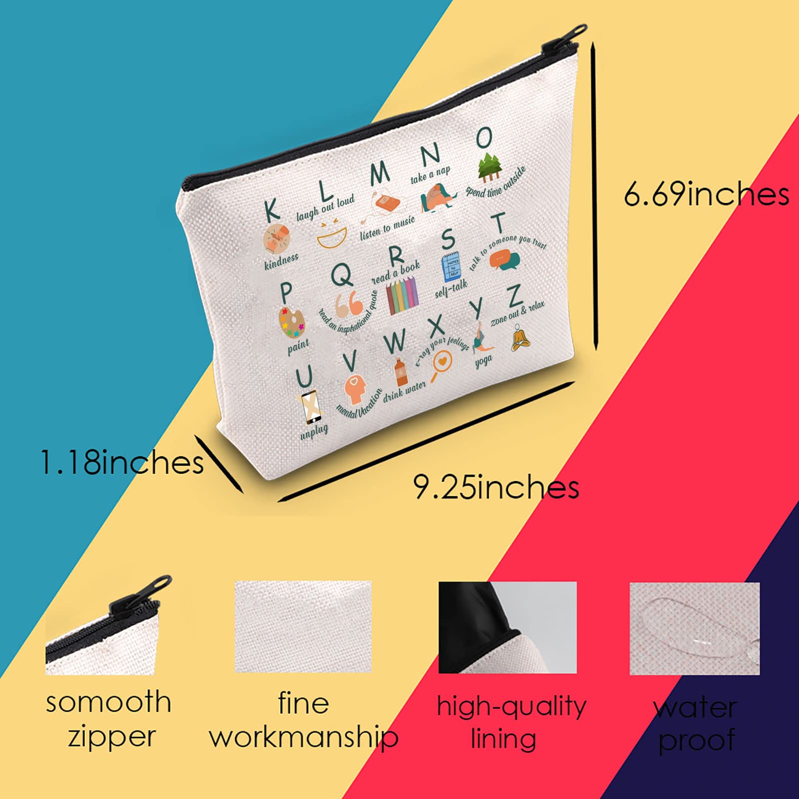 Mental Health Awareness Tote Bag - Coping Skills Alphabet Design for Therapists & Counselors - Perfect for Therapy Sessions, Support Groups & Self-Care Activities
