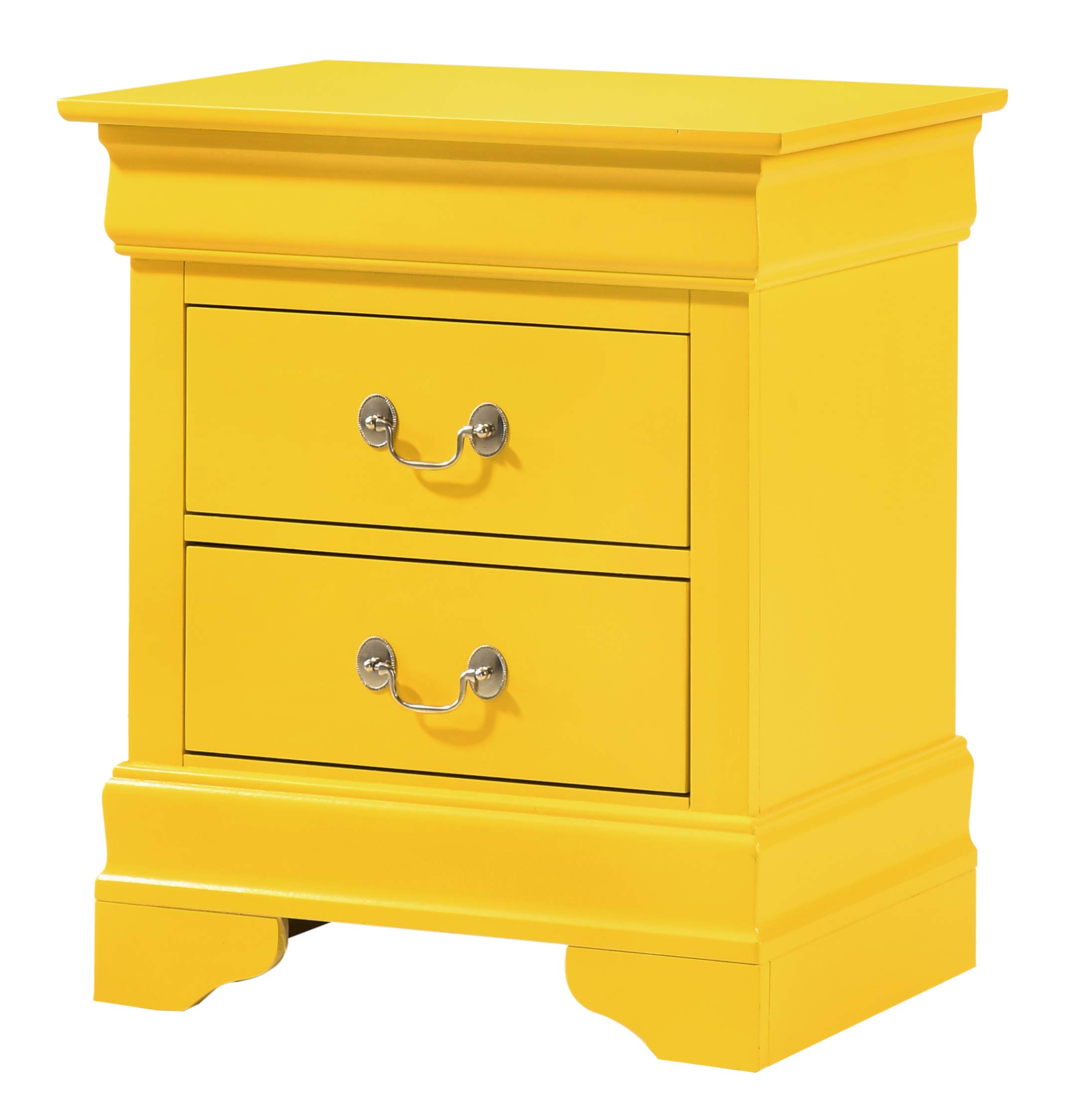 Glory Furniture Hammond Bedroom Nightstand with 2 Drawers in Yellow - Perfect for Bedside Storage and Home Decor