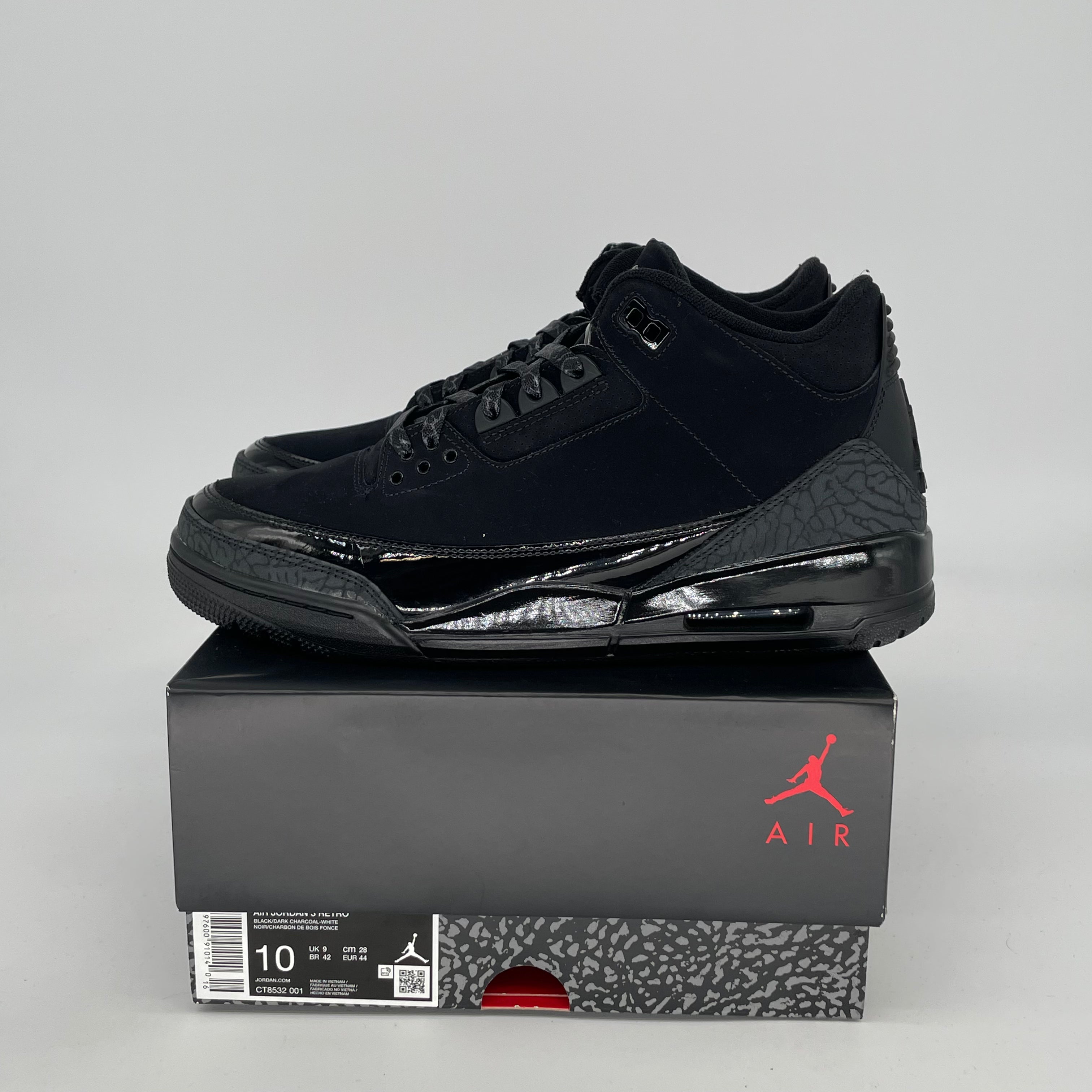 AIR JORDAN 3 Black Cat Men's Basketball Shoes Size 10/11.5W - Style CT8532-001 | Retro Sneakers for Streetwear & Casual Outfits