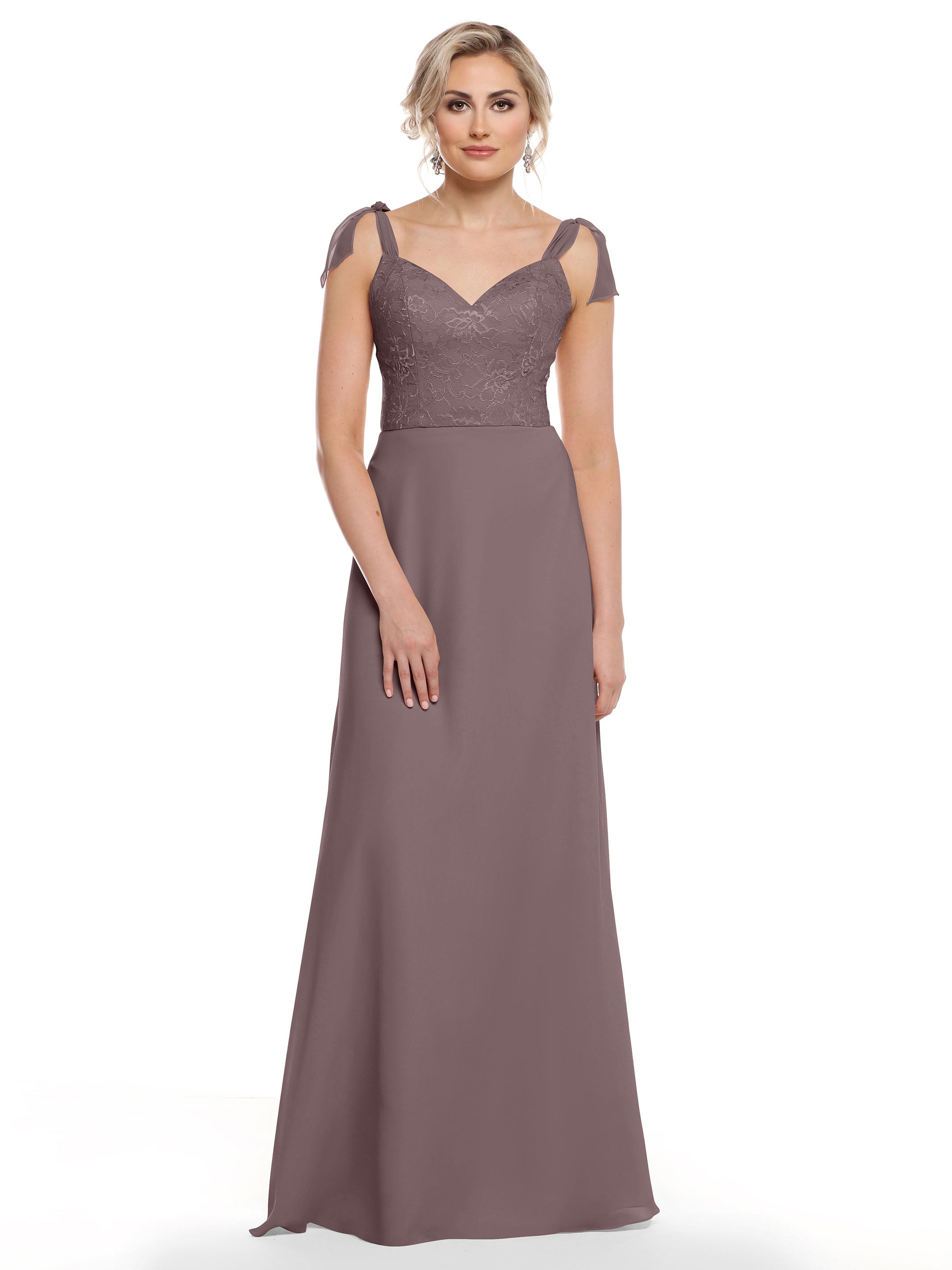 Elegant A-Line Bridesmaid Dress with Lace Bodice & Tulle Ribbon Straps - Perfect for Weddings, Formal Events & Special Occasions