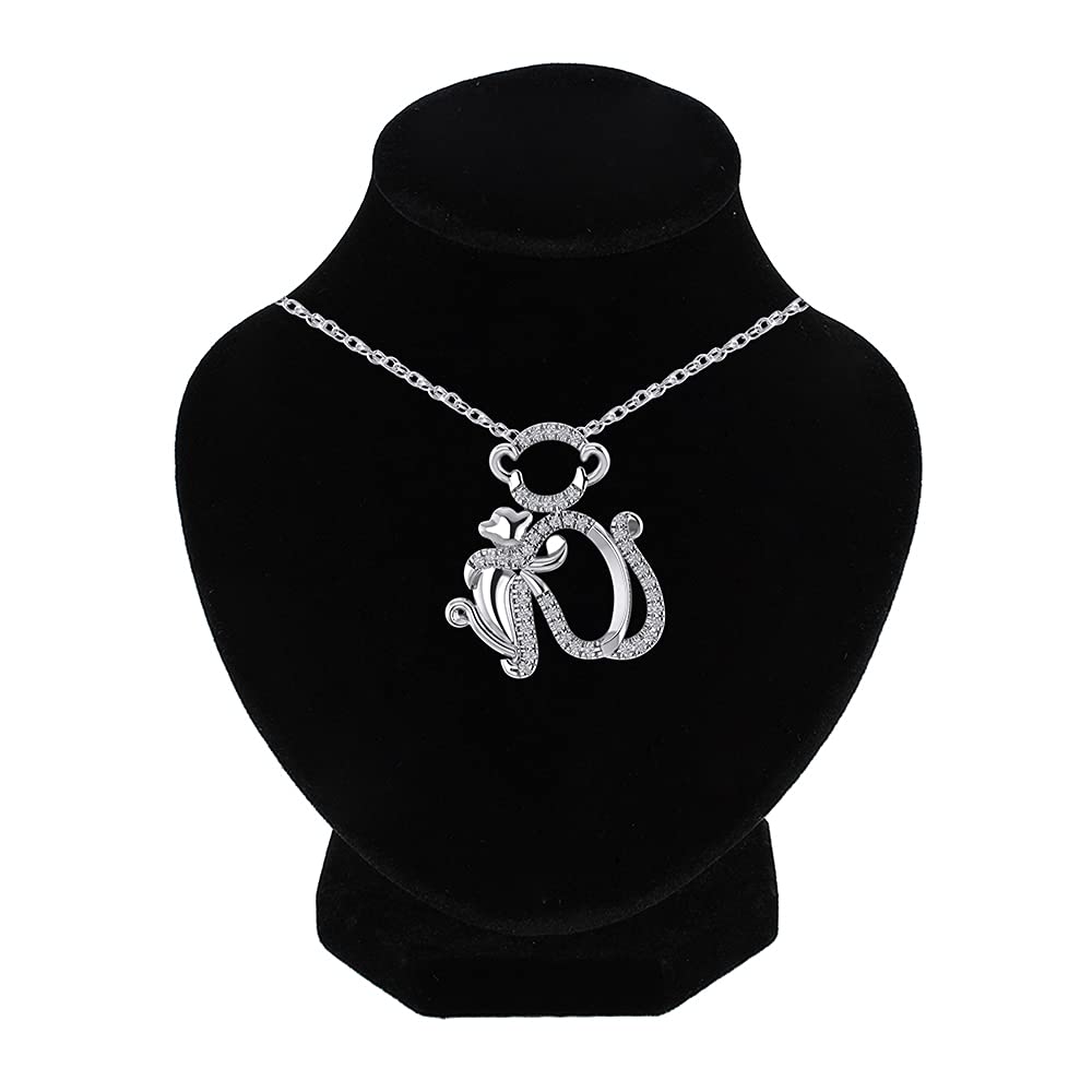 0.14 CTW 14K/10K Gold & 925 Sterling Silver Monkey Pendant Necklace - Elegant Mother's Love Jewelry Gift for Women - Perfect for Mother's Day, Christmas, Birthday & Anniversary Celebrations