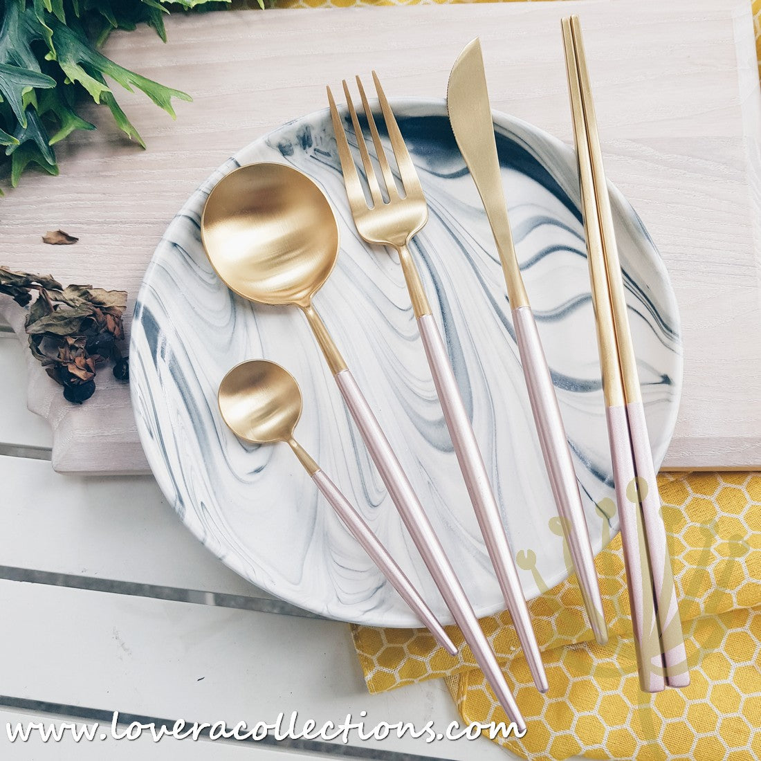 Premium 18/10 Stainless Steel Cutlery Set - Gold & Rose Gold Flatware with Mirror Polish (20-Piece) - Elegant Dinnerware for Wedding Gifts, Fine Dining & Special Occasions