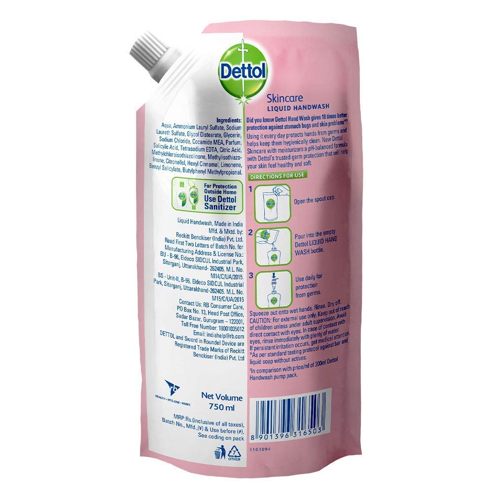 Dettol Antibacterial Liquid Soap Refill 750ml (Pack of 2) - Gentle Skin Cleanser for Hands & Body | Perfect for Home, Office & Gym Use