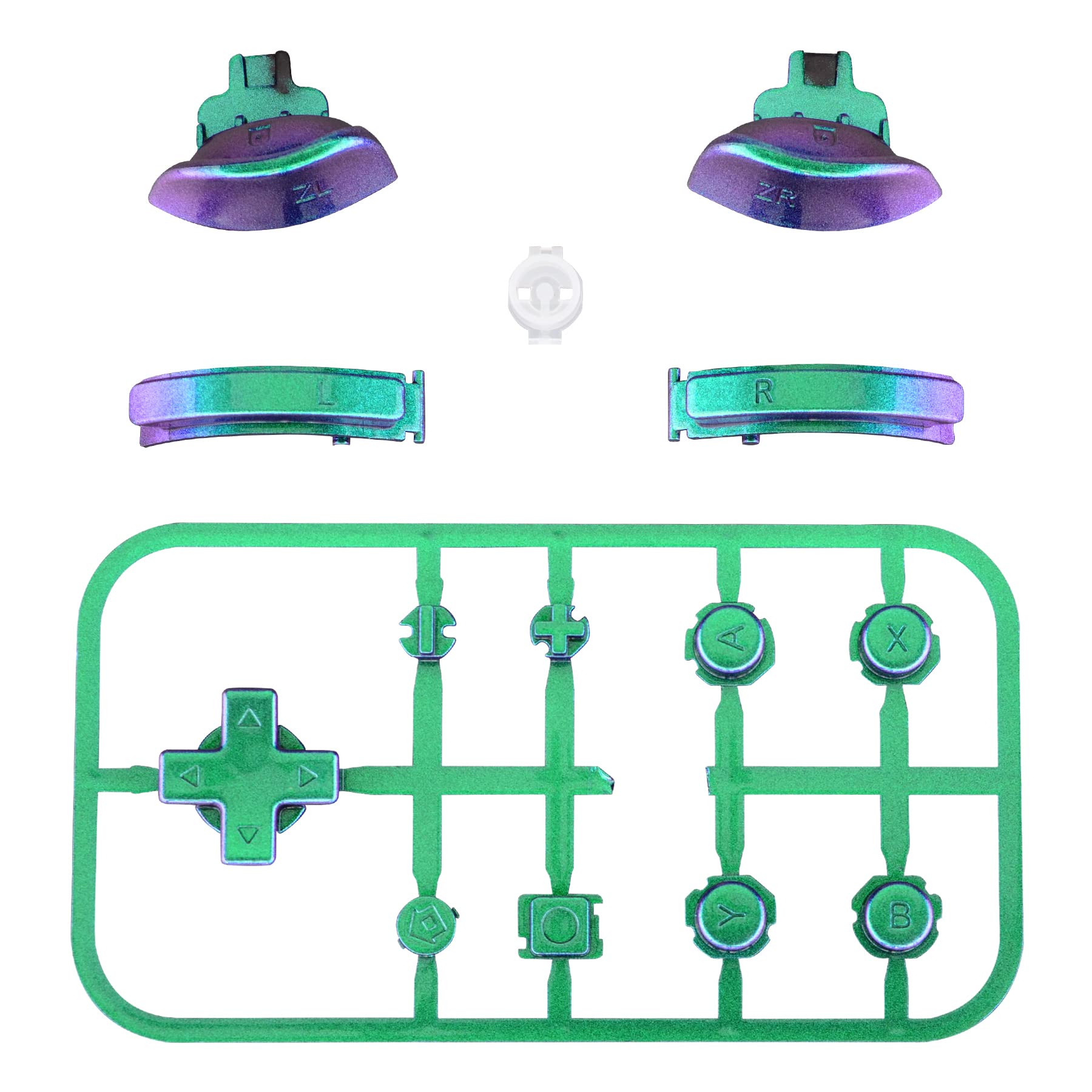eXtremeRate Chameleon Green Purple Glossy Replacement Buttons for Nintendo Switch Lite - Full Set ABXY, D-Pad, Triggers & Tools - DIY Repair Kit for Gaming Enthusiasts | Perfect for Customizing & Enhancing Your Switch Lite Experience