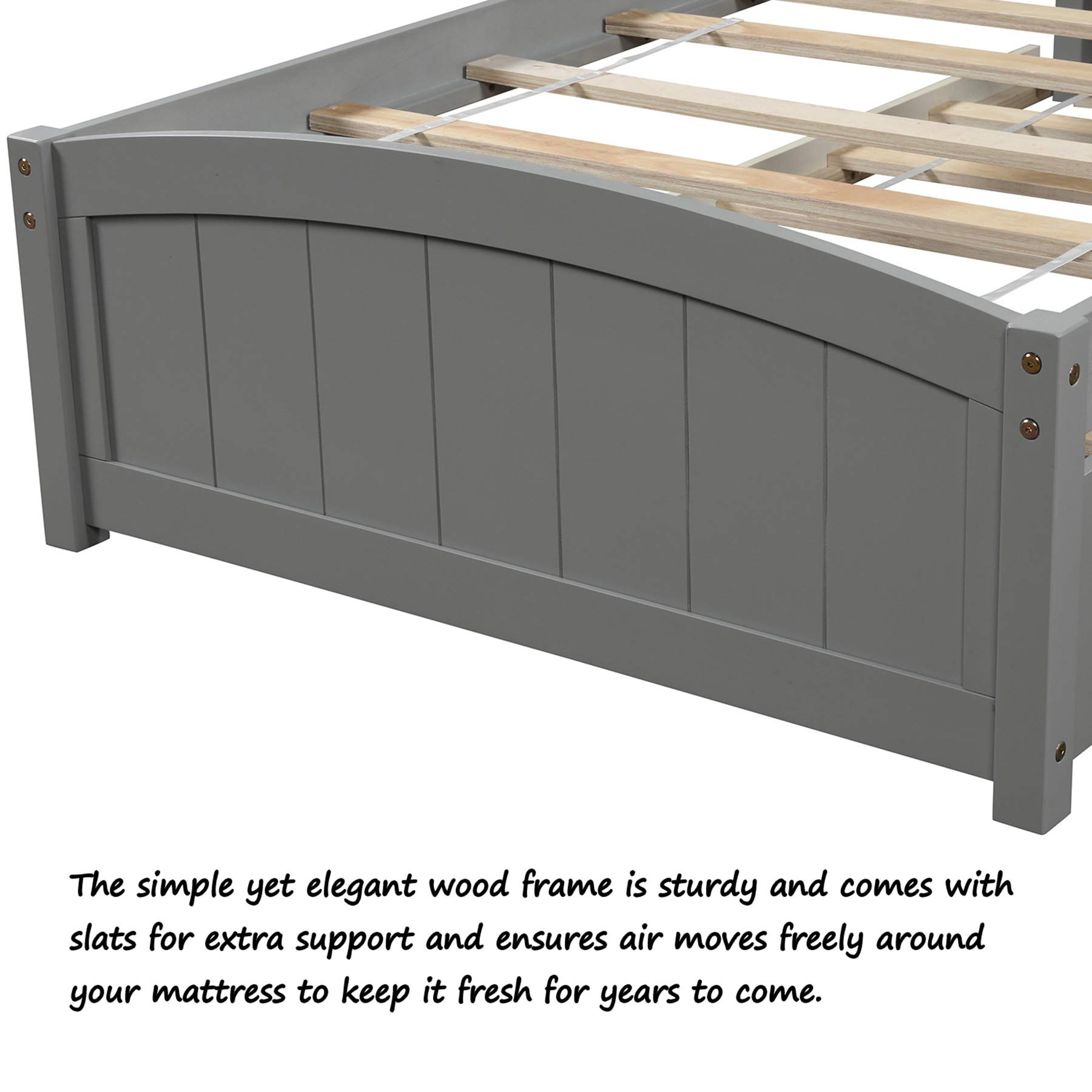 P PURLOVE Twin Size Platform Bed Frame with Headboard & 2 Storage Drawers - Modern Gray Wooden Bed for Small Spaces | Perfect for Kids, Teens & Guest Rooms