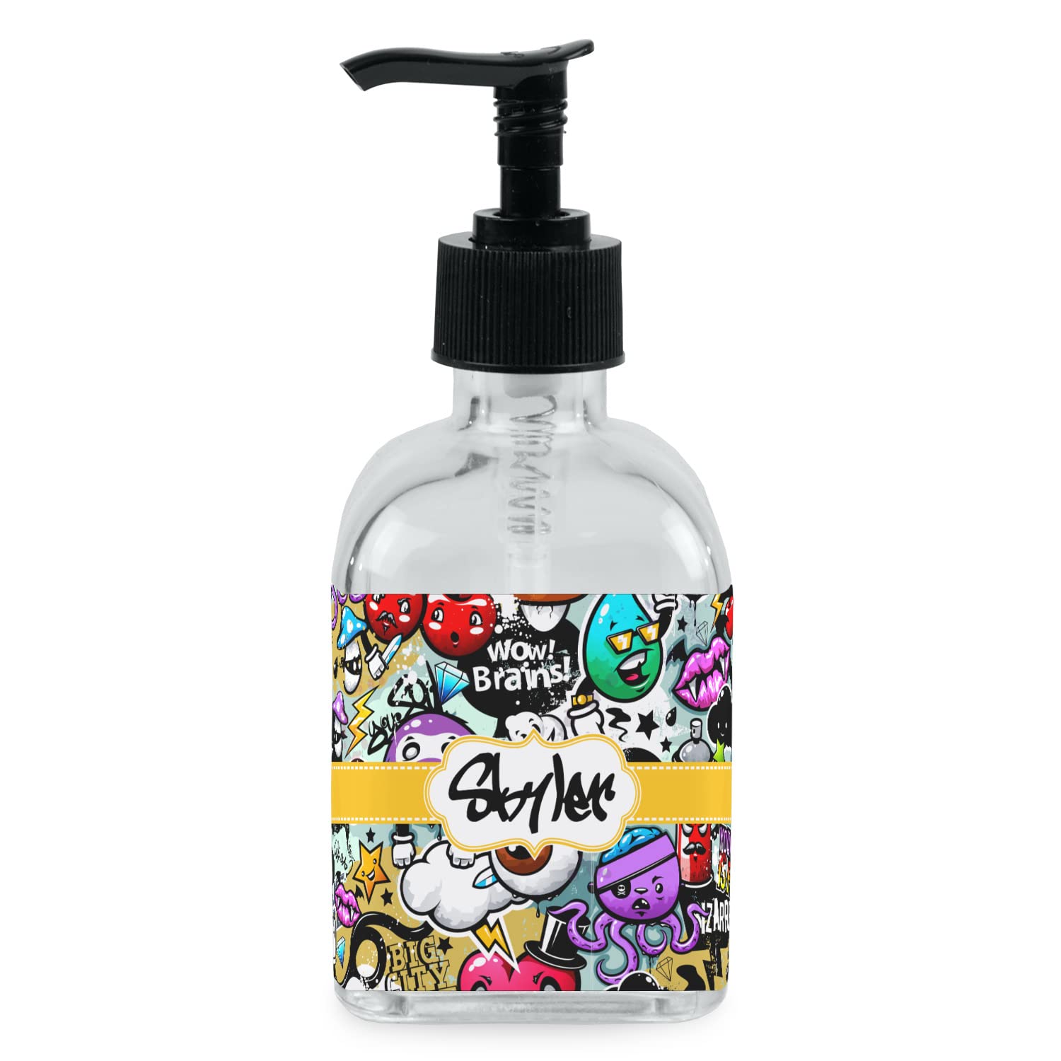 Customizable Graffiti Glass Soap & Lotion Dispenser Bottle - Personalized Bathroom Decor for Home, Spa, or Gift - Single Bottle