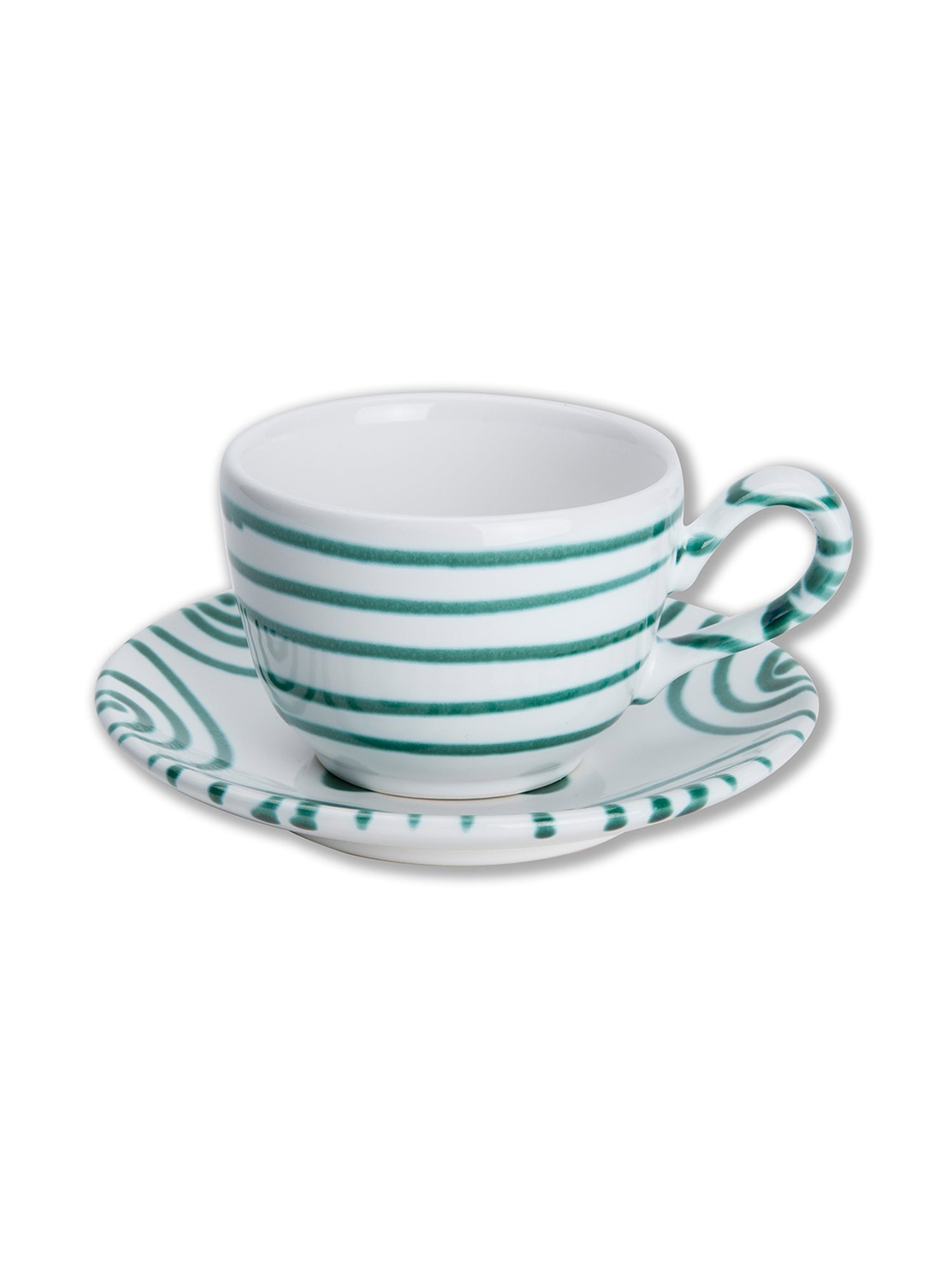 Eco-Friendly Green Swirl Cup and Saucer Set - Ceramic Coffee Tea Cup with Saucer - Perfect for Home, Office, or Gift Giving