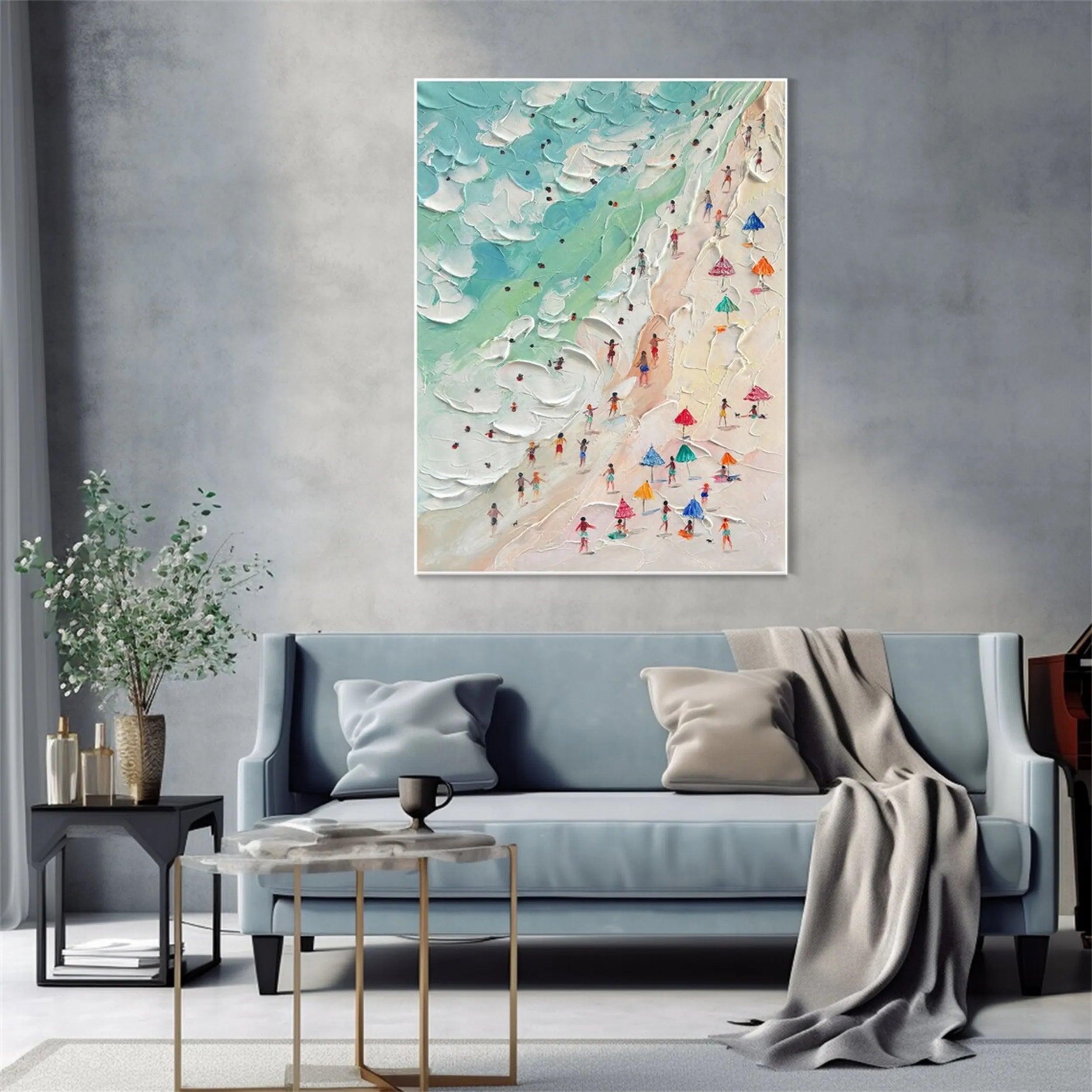 Seascape and Snowy Peak Landscape Painting - Premium Wall Art Decor #SP003 | Perfect for Living Room, Bedroom & Office