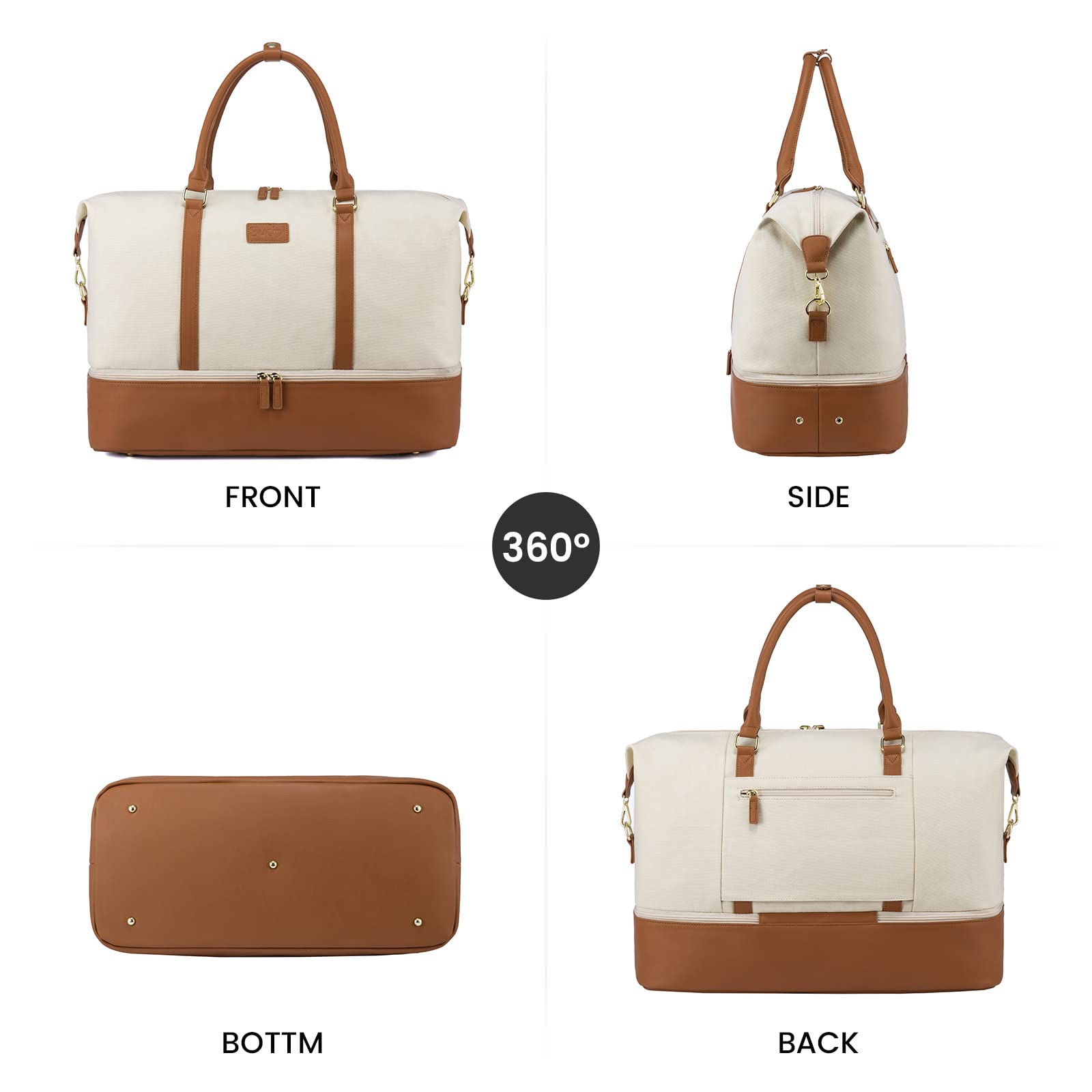 Stylish Canvas Weekender Bag for Women - Large Travel Duffle with Shoe Compartment & Toiletry Pouch - Perfect Carry-On Gym Bag for Weekend Getaways, Hospital Visits, Labor & Delivery | Ideal for Travel, Workouts & Overnight Trips