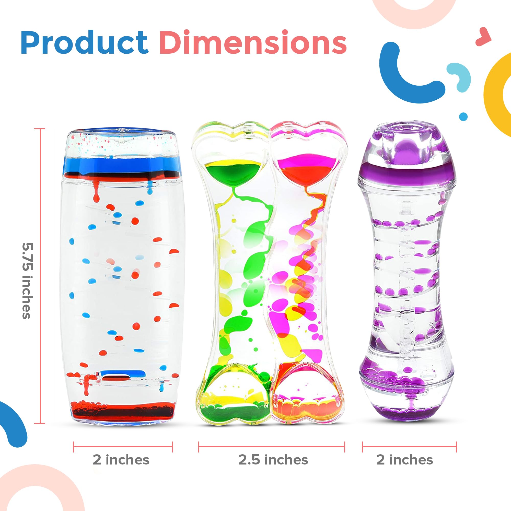 Playlearn Sensory Liquid Timer - Motion Bubbler Fidget Toy Set (3-Pack) for Stress Relief, Autism & ADHD Focus - Perfect for Classroom, Office & Home Relaxation
