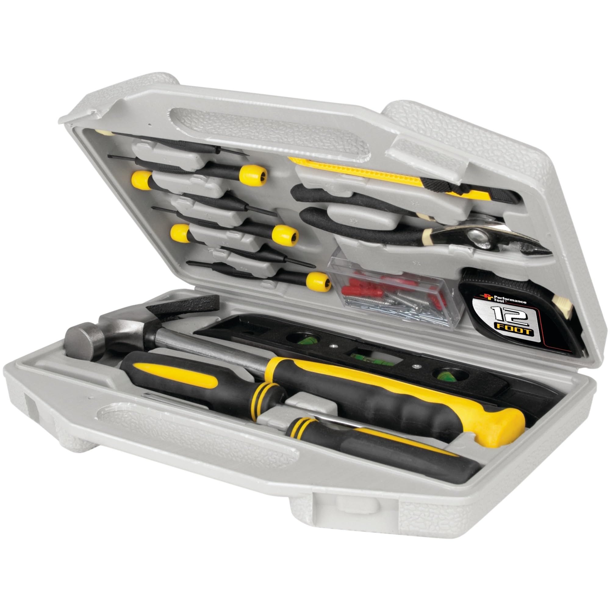 Performance Tool W1543 75-Piece Homeowners Tool Set - Complete DIY & Repair Kit for Household, Garage & Workshop Projects - Essential Tools for Home Maintenance, Furniture Assembly & Car Repairs