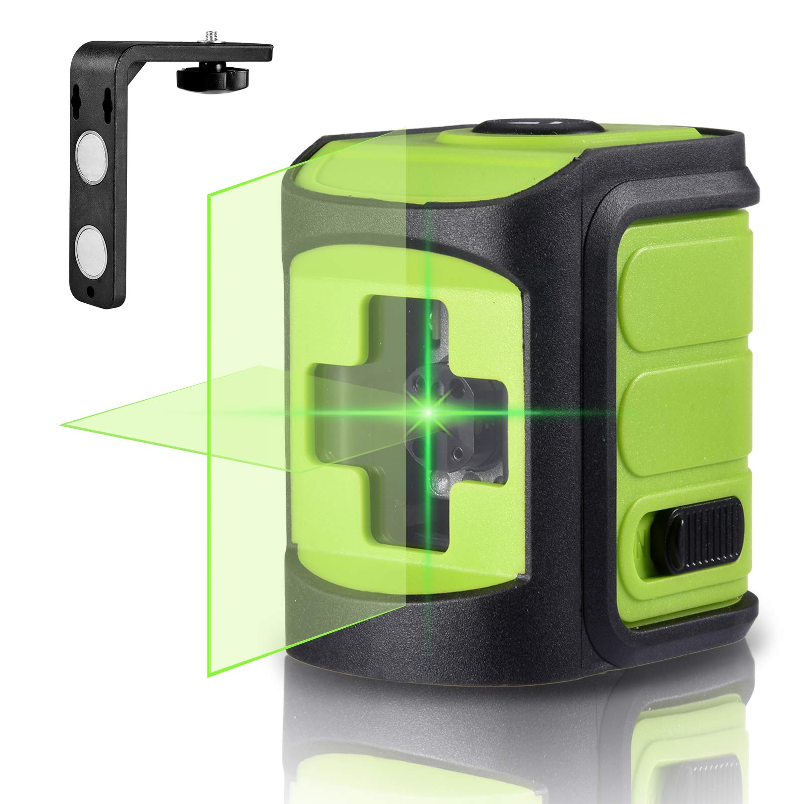 Self-Leveling Green Laser Level 100ft Cross Line - IP54 Waterproof for Construction & Tile Installation - Includes 2 Batteries - Perfect for Picture Hanging, Wall Alignment & DIY Projects