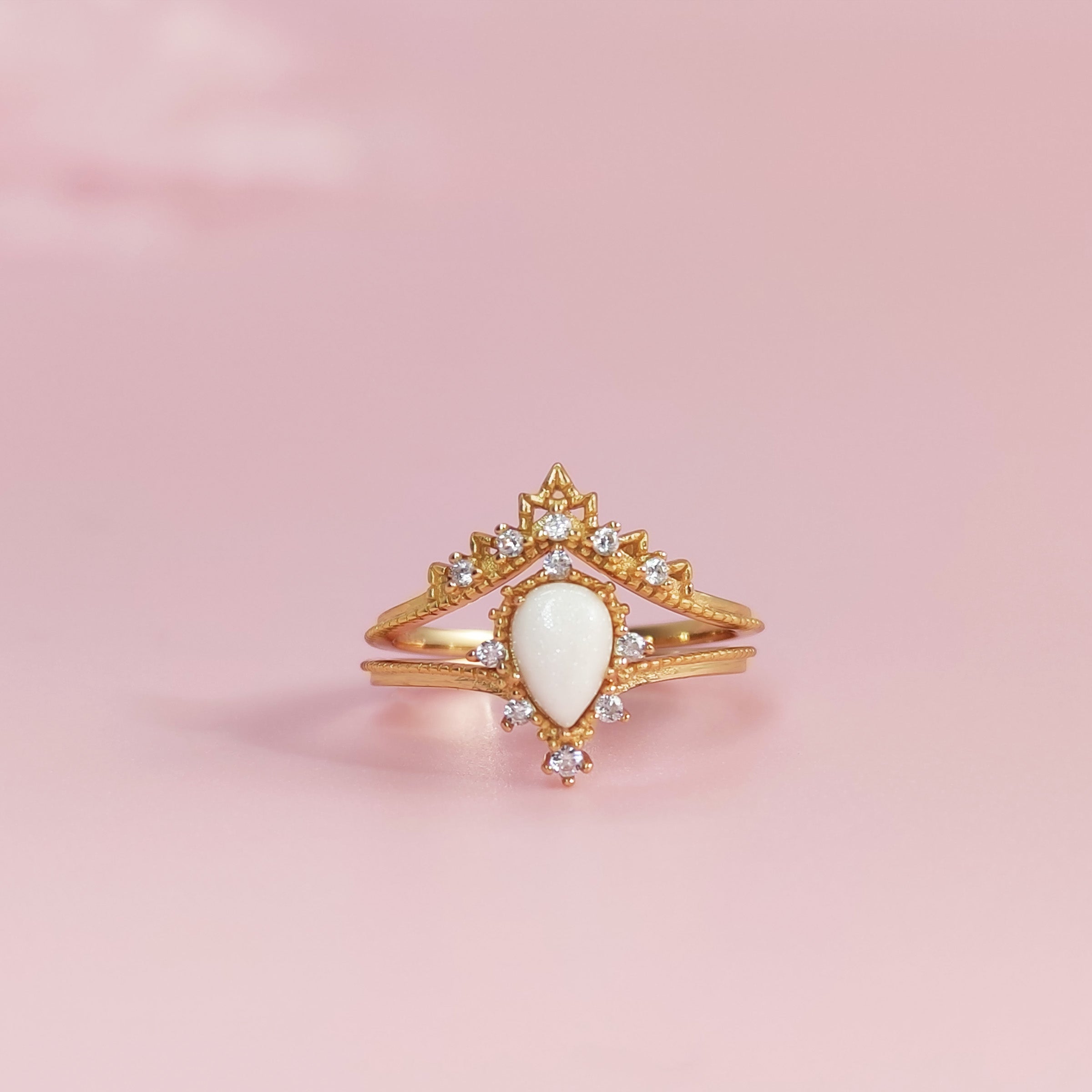 Moonlight Tear: 14K Solid Gold Breast Milk Keepsake Ring Set - Perfect for New Moms, Breastfeeding Jewelry Gift for Mother's Day & Baby Showers