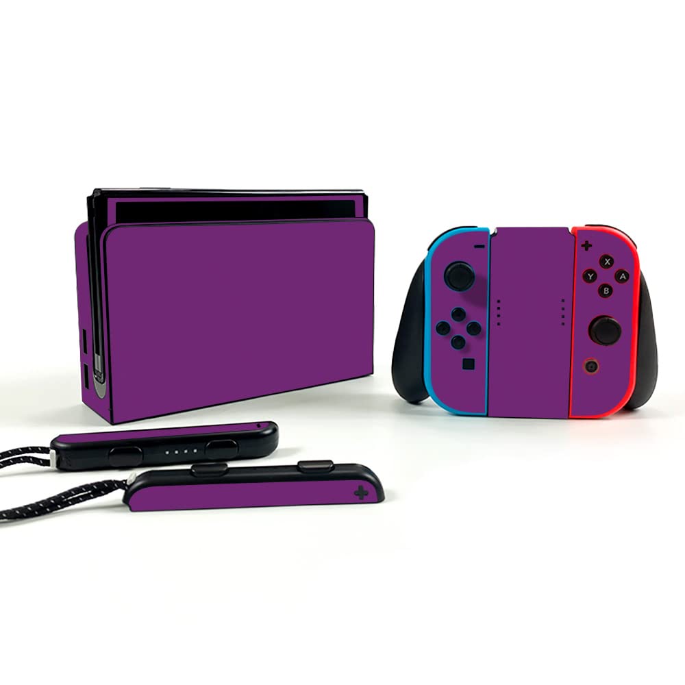 MightySkins Protective Vinyl Skin for Nintendo Switch OLED - Solid Purple | Durable, Customizable Decal Wrap Cover | Easy to Apply & Remove | Made in USA | Perfect for Gaming, Travel & Personalization