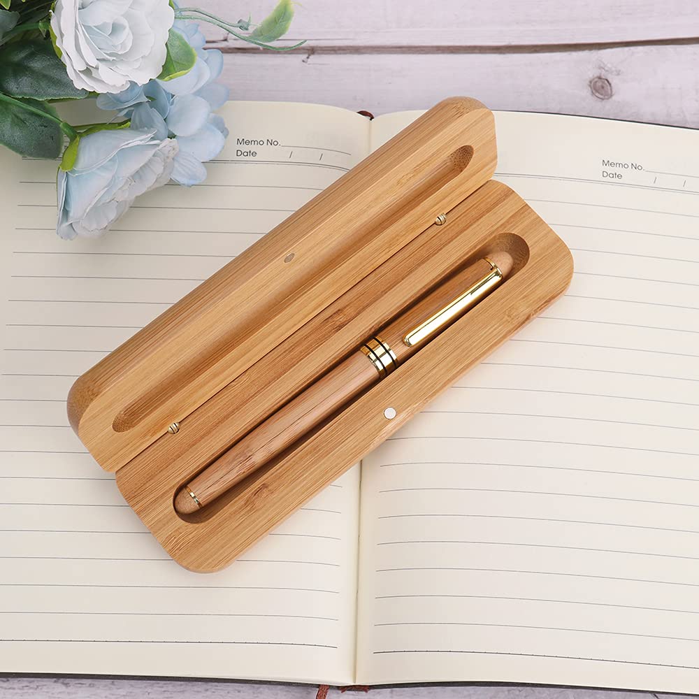 Personalized Custom Engraved Wooden Ballpoint Pen Set with Name - Premium Wooden Gift Box for Men - Free Engraving Service - Perfect for Business Gifts, Graduation Presents & Corporate Events (sty1)
