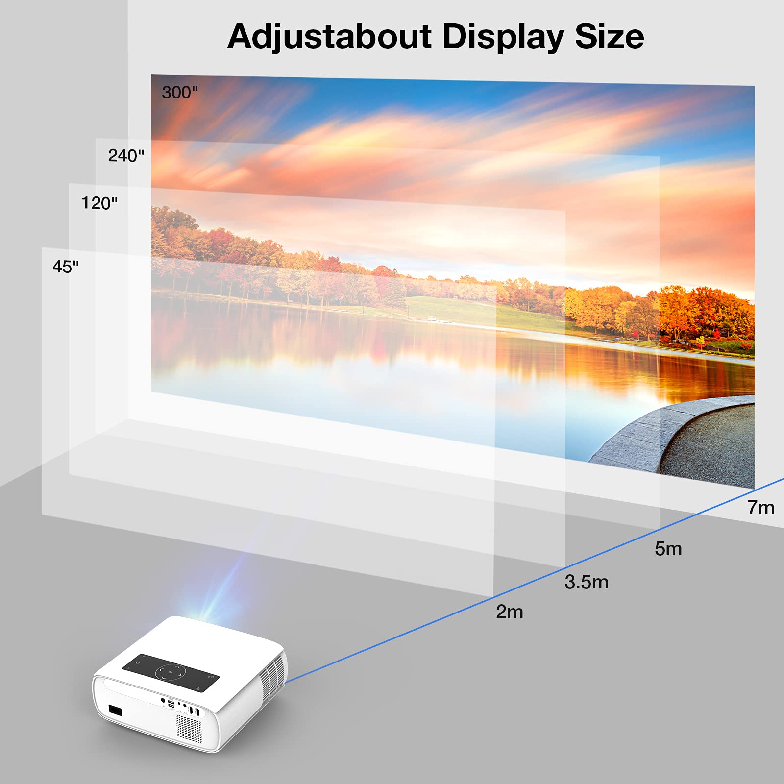 HOPVISION Native 1080P Full HD Projector - 9500Lux Brightness, 150000 Hours LED Life, 4K Support, 350