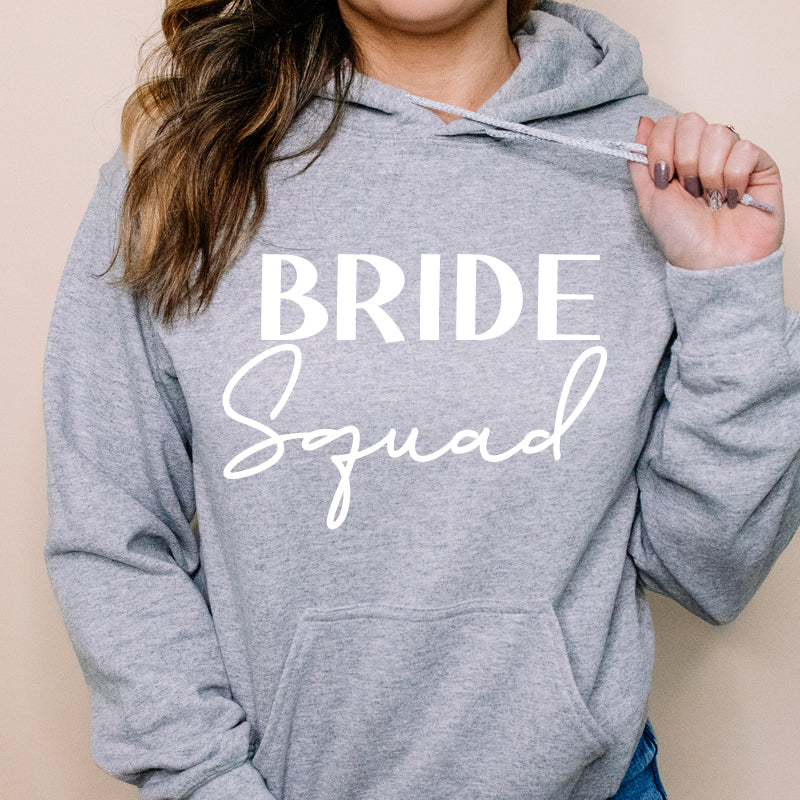 Bride Squad Heather Grey Hoodie - Soft & Comfortable Bridesmaid Hoodie for Bachelorette Parties & Wedding Events