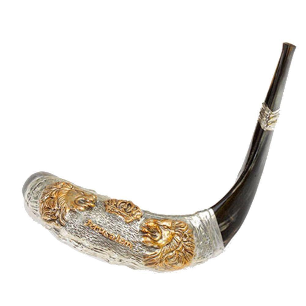 Natural Kosher Jewish Shofar - Silver Plated Ram Horn 45-49cm from Israel | Perfect for Religious Ceremonies, Jewish Holidays & Spiritual Gatherings