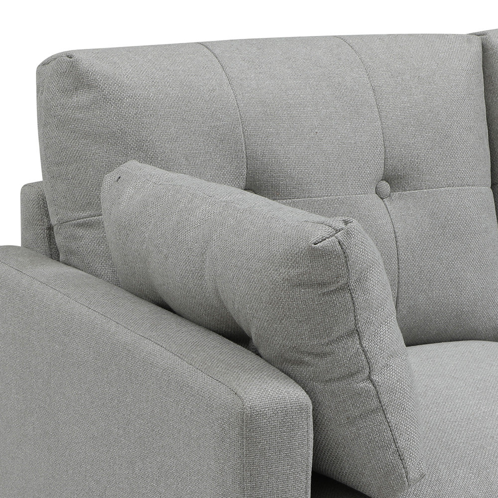 HAVANA 3-Seater Sofa with Right Chaise in Light Grey & Black - Modern Living Room Furniture for Small Spaces & Apartments