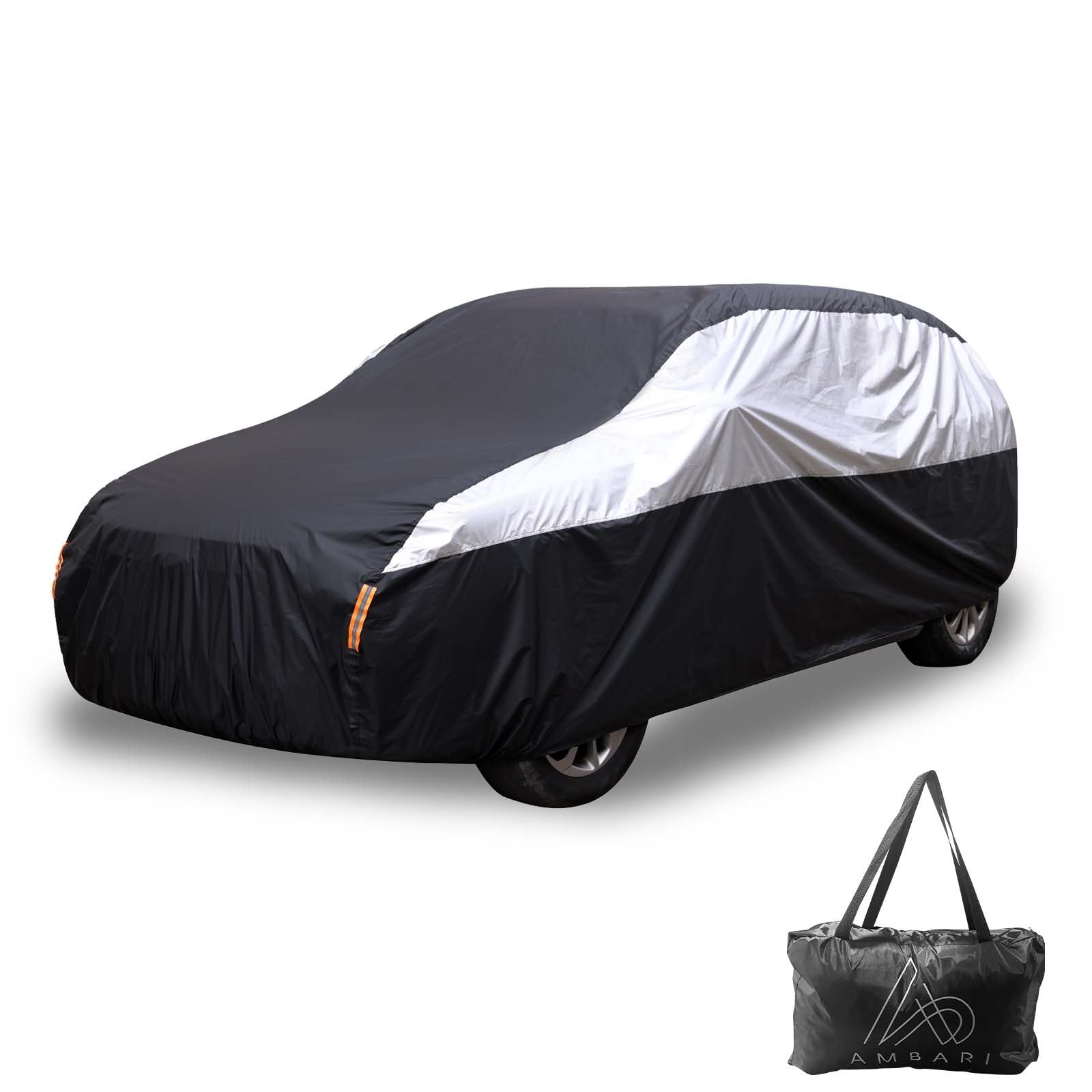 Waterproof All-Weather Car Cover for Toyota RAV4 SUV (Fits Up to 179 Inches) - Black & Silver UV Protection Outdoor Vehicle Cover | Perfect for Parking, Travel & Long-Term Storage