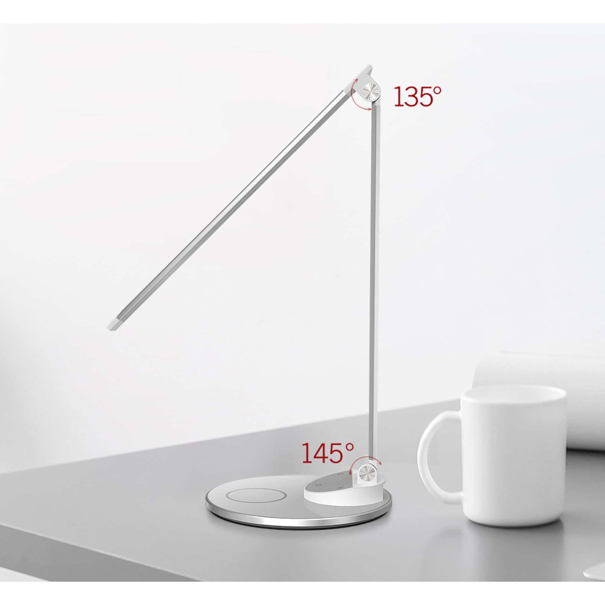 WorkPro™ LED USB Desk Lamp with Wireless Charger - 16.5 Inch Adjustable Office Light, White/Silver - Perfect for Home Office, Study & Workspace Lighting