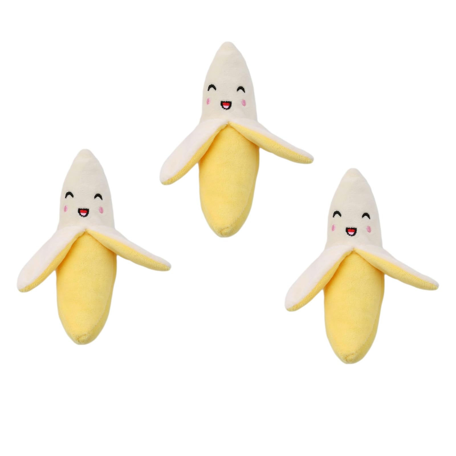 3 Pack Yellow Banana Plush Squeaky Dog Toys - Soft Chew Toys for Puppies, Interactive Squeaker Toy for Small & Medium Dogs - Perfect for Playtime, Training & Teething Relief