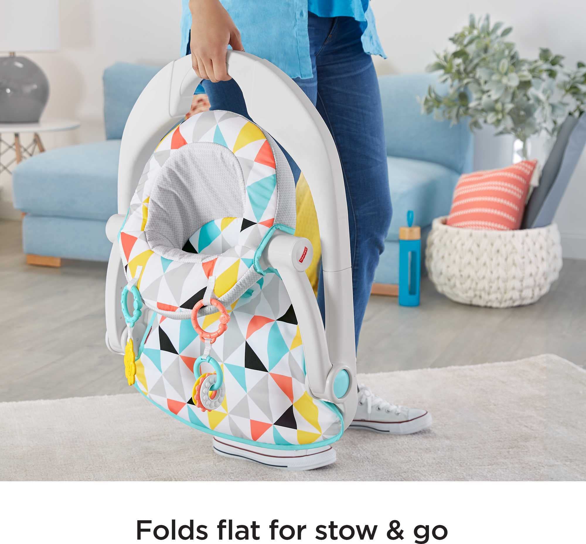 Fisher-Price Sit-Me-Up Floor Seat with Developmental Toys - Portable Baby Chair with Machine Washable Seat Pad for Infants & Toddlers - Perfect for Playtime, Feeding, and Indoor Activities