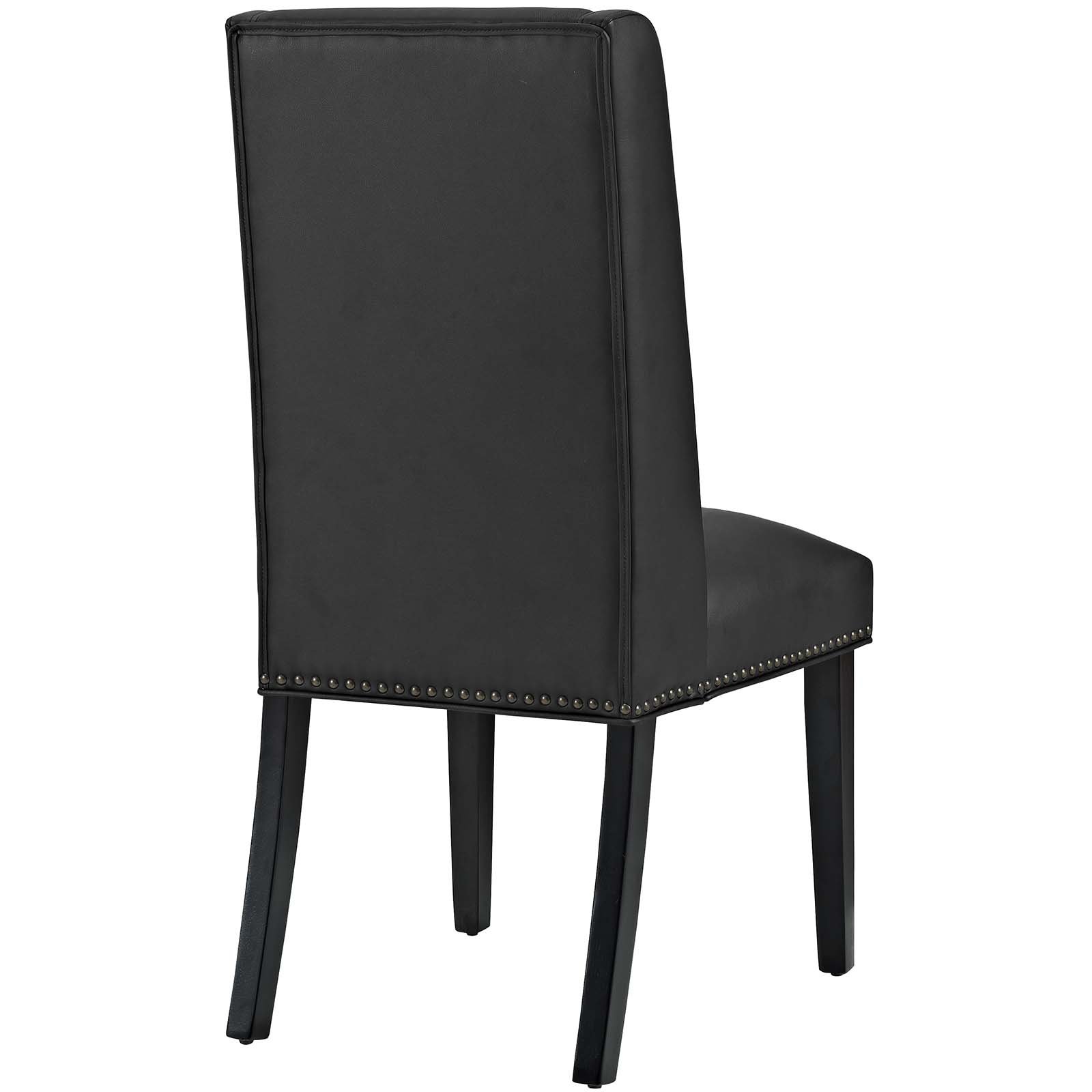 Modway Baron Modern Dining Chair - Tall Back Wood Frame with Faux Leather Upholstery, Black - Perfect for Contemporary Dining Rooms & Kitchen Breakfast Nooks