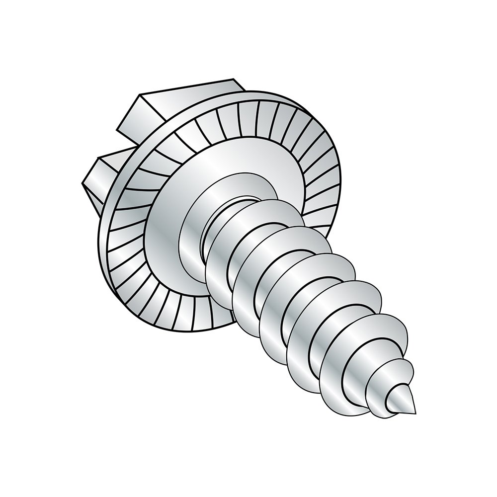 1420ABSWS Steel Sheet Metal Screws - Zinc Plated, Hex Washer Head - Pack of 25 for DIY & Construction