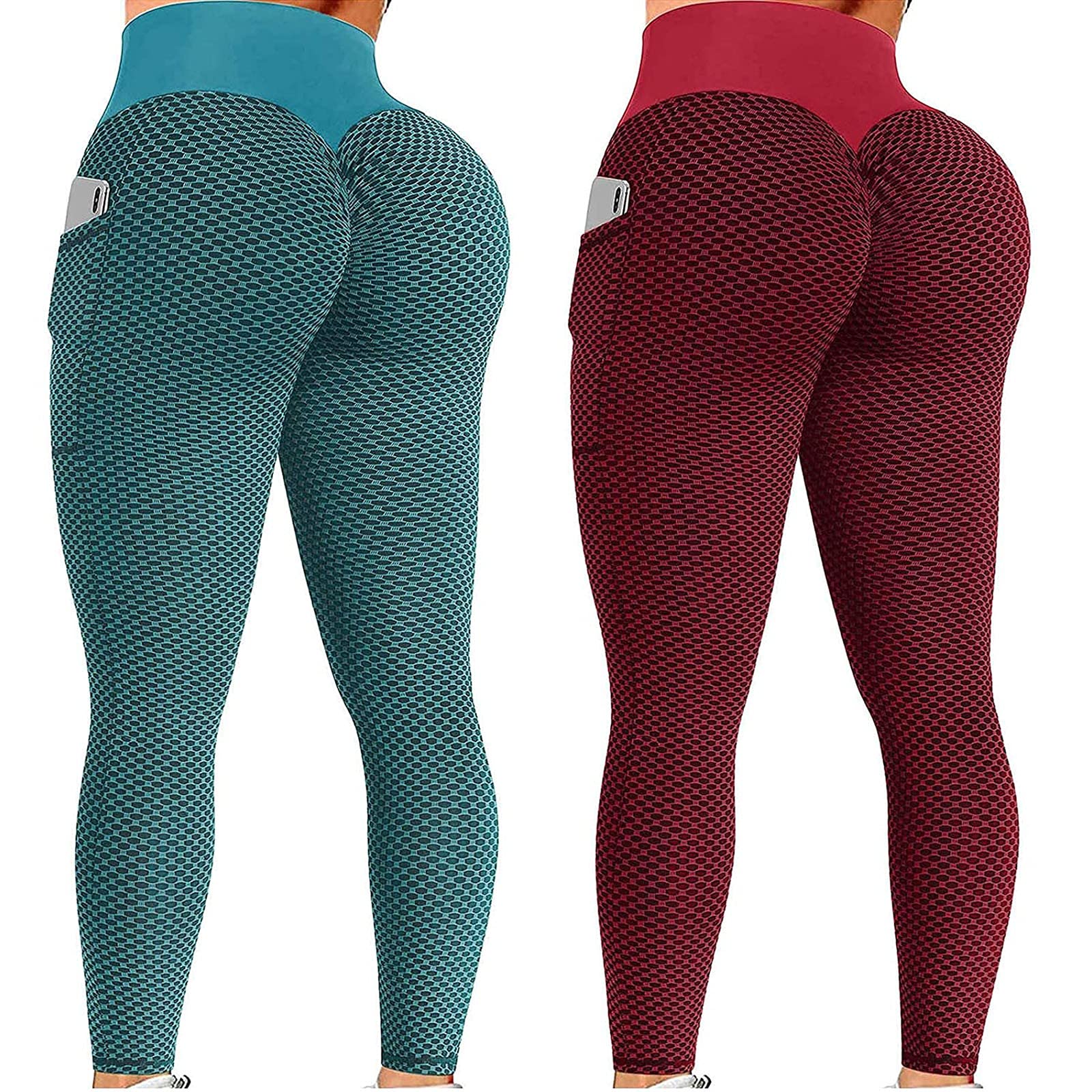 FIRERO 2 Pack High Waisted Yoga Pants with Pockets - Butt Lifting Workout Leggings for Women - Running, Fitness, Gym & Lounge Wear - TikTok Viral Trend Activewear