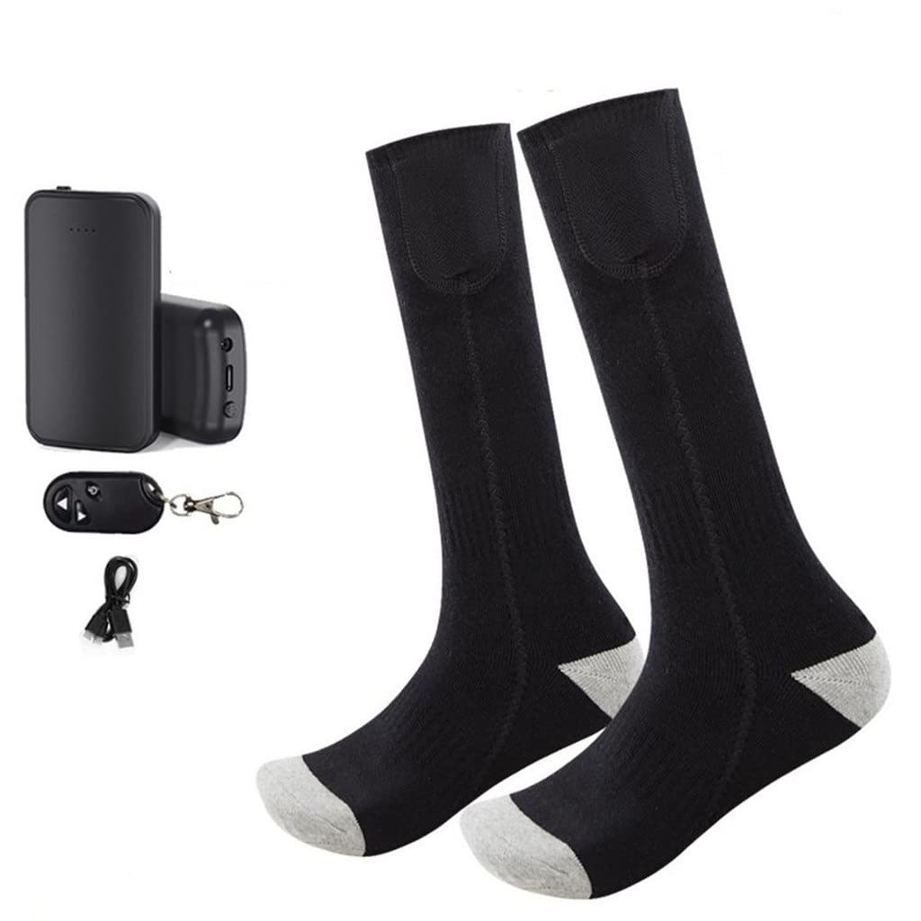 EODNSOFN Rechargeable Heated Socks with Remote Control - Unisex Electric Thermal Socks for Winter Warmth - Perfect for Outdoor Activities, Skiing, Hiking & Cold Weather (One Size, Color D)