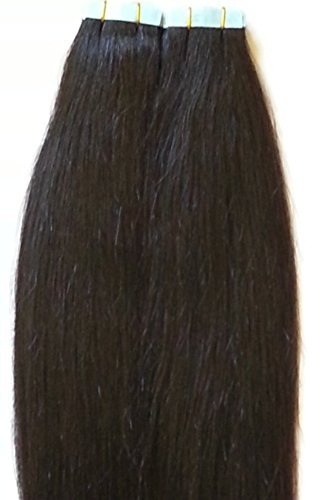 18 Inch Tape-In Hair Extensions 100g 40pcs - 100% Real Human Remy Hair, Silky Straight #1B Off Black - Glue-Free Hair Extensions for Volume & Length (Perfect for Weddings, Parties & Daily Styling)