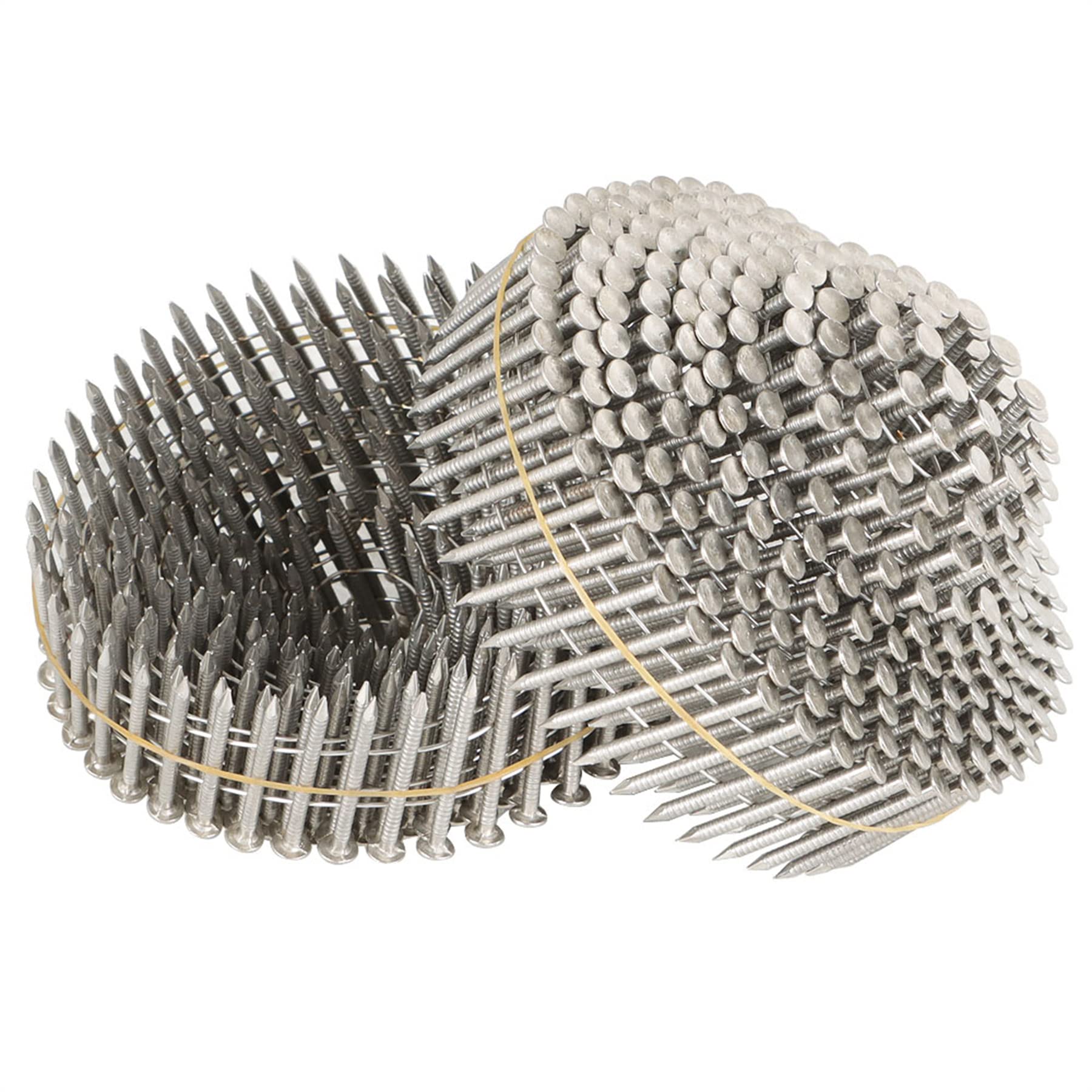 15 Degree Stainless Steel Siding Nails 1-1/4-Inch x .090-Inch Collated Wire Coil Roofing Nails - 304 Stainless Steel (1200 Count) - Perfect for Roofing, Siding, and Exterior Construction Projects
