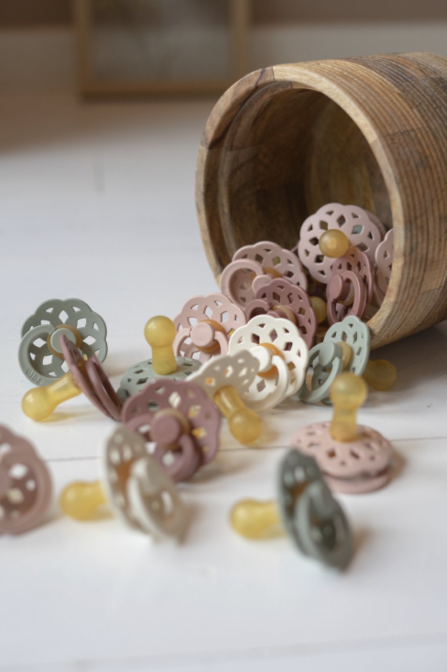 BIBS Round Latex Pacifiers Twin Pack - Natural Rubber Baby Soothers for Newborns & Infants | Perfect for Daytime Comfort & Nighttime Sleep | Bohème Collection