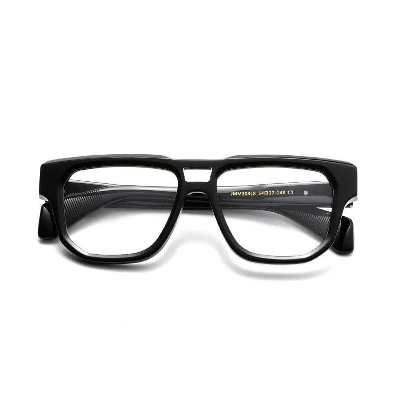 Stylish Aror Men's Full Rim Square Double Bridge Acetate Eyeglasses Frame 49304 - Perfect for Office, Reading & Everyday Wear