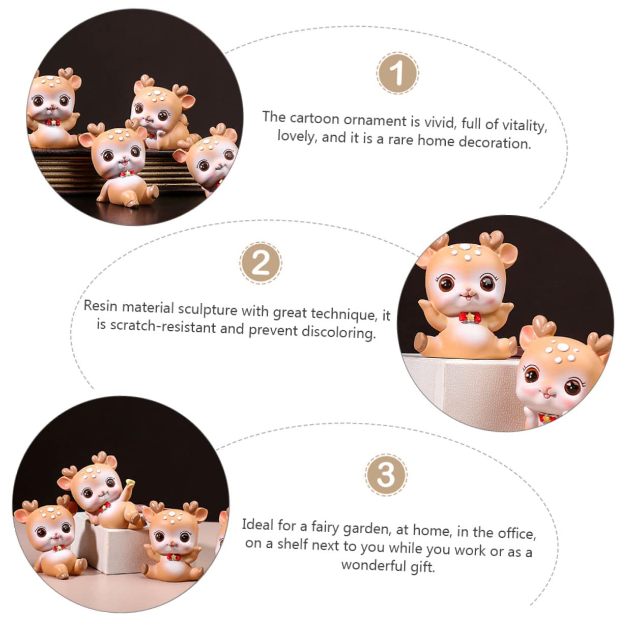 Balacoo 8-Piece Cute Deer Figurine Set - Brown Resin Animal Toys for Kids, Children's Room Decor, Educational Number Learning Toys | Perfect for Nursery Decor, Birthday Gifts & Playroom Display