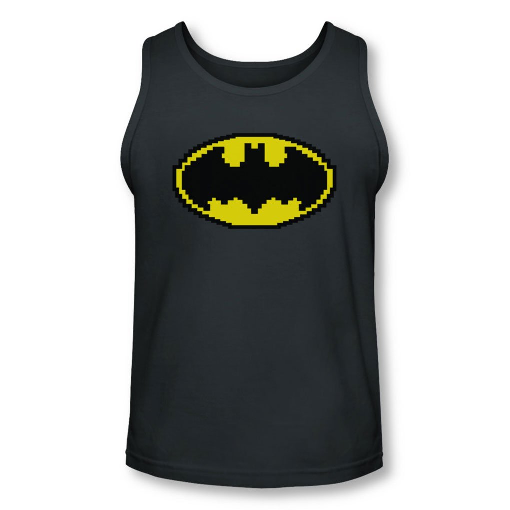 Batman Logo Pixel Art Men's Tank Top - Superhero Graphic Muscle Tee for Gym, Cosplay & Casual Wear